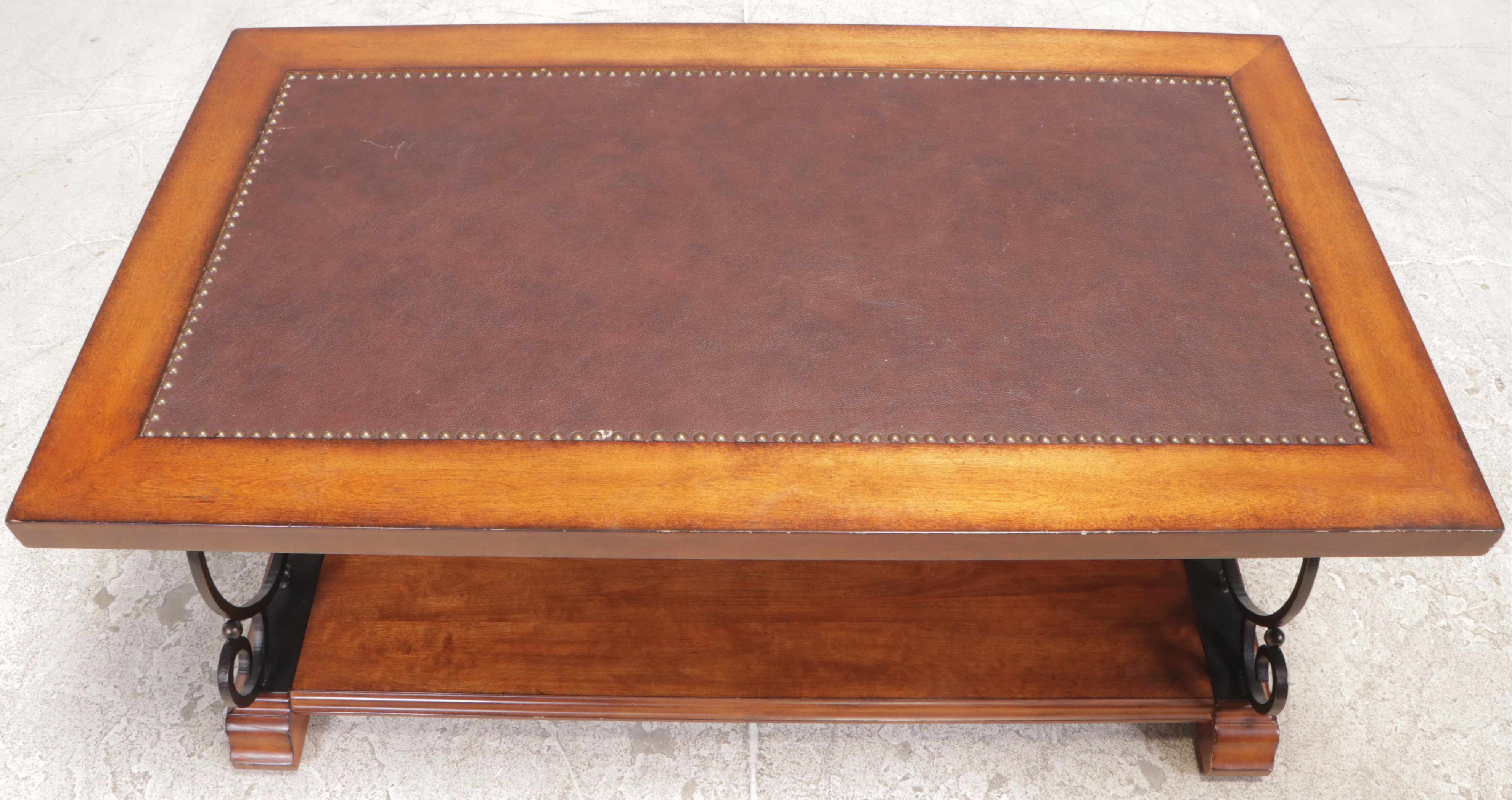 Lane Iron-Mounted Hardwood Two-Tier Coffee Table