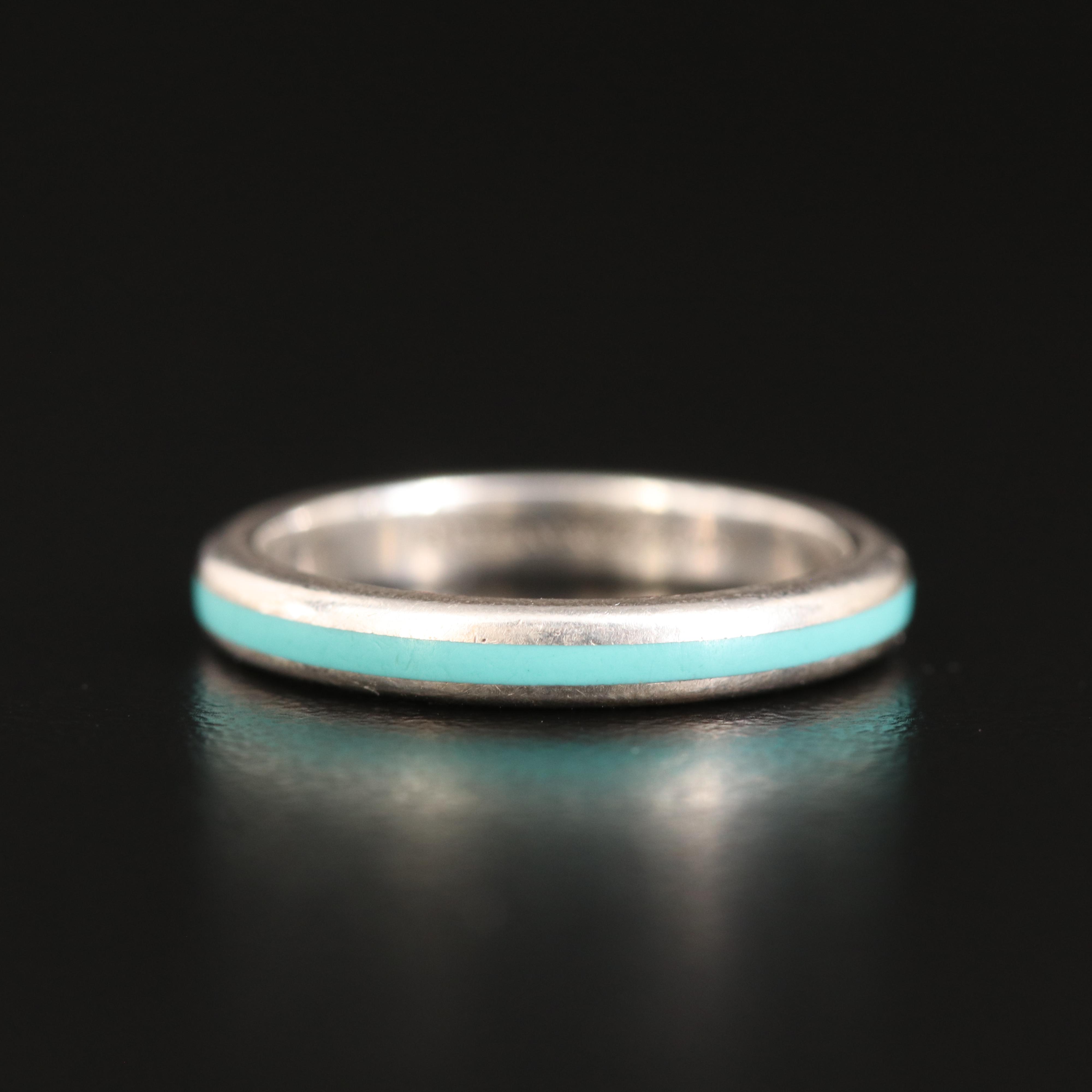 Tiffany & Co. Sterling Blue Enamel Ring