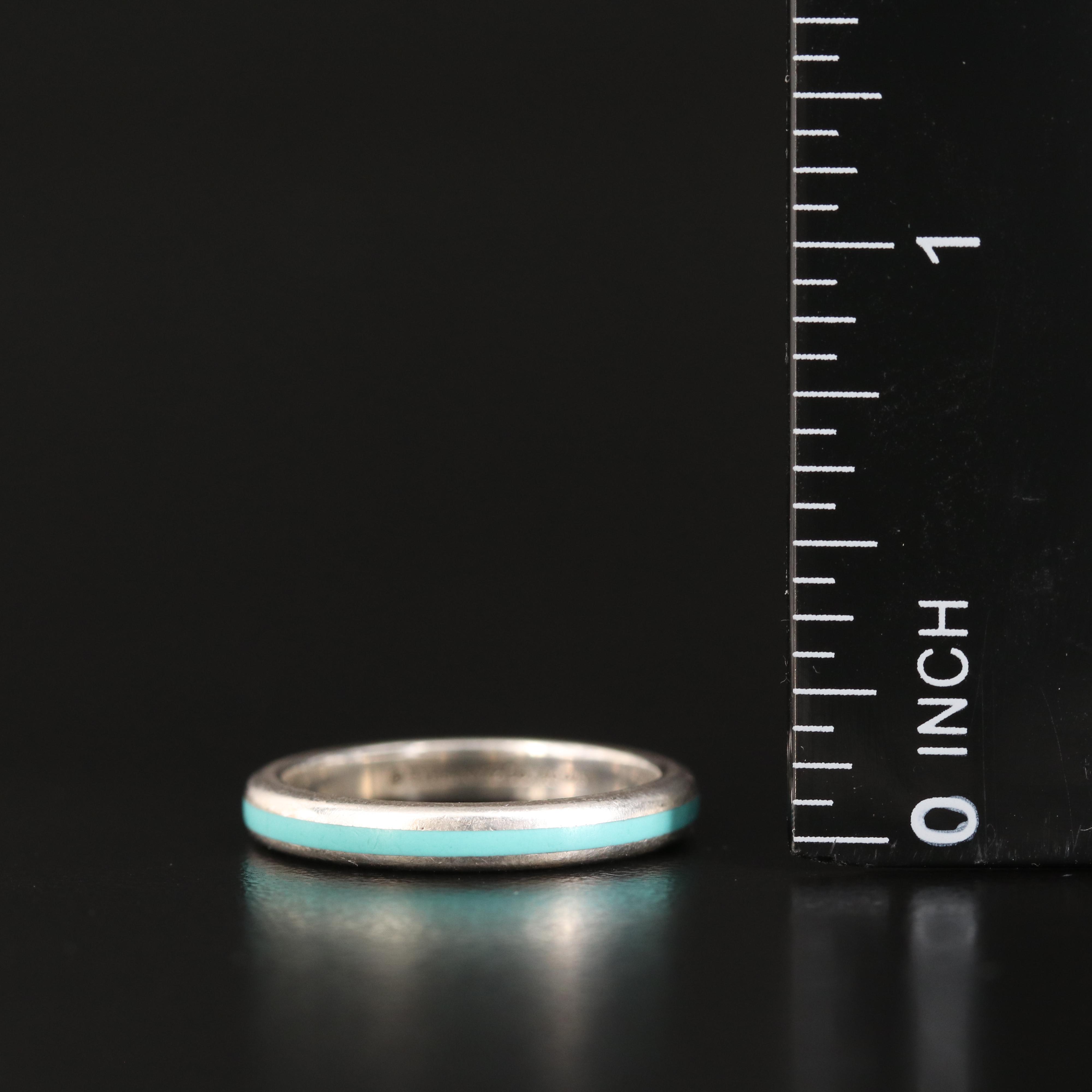 Tiffany & Co. Sterling Blue Enamel Ring