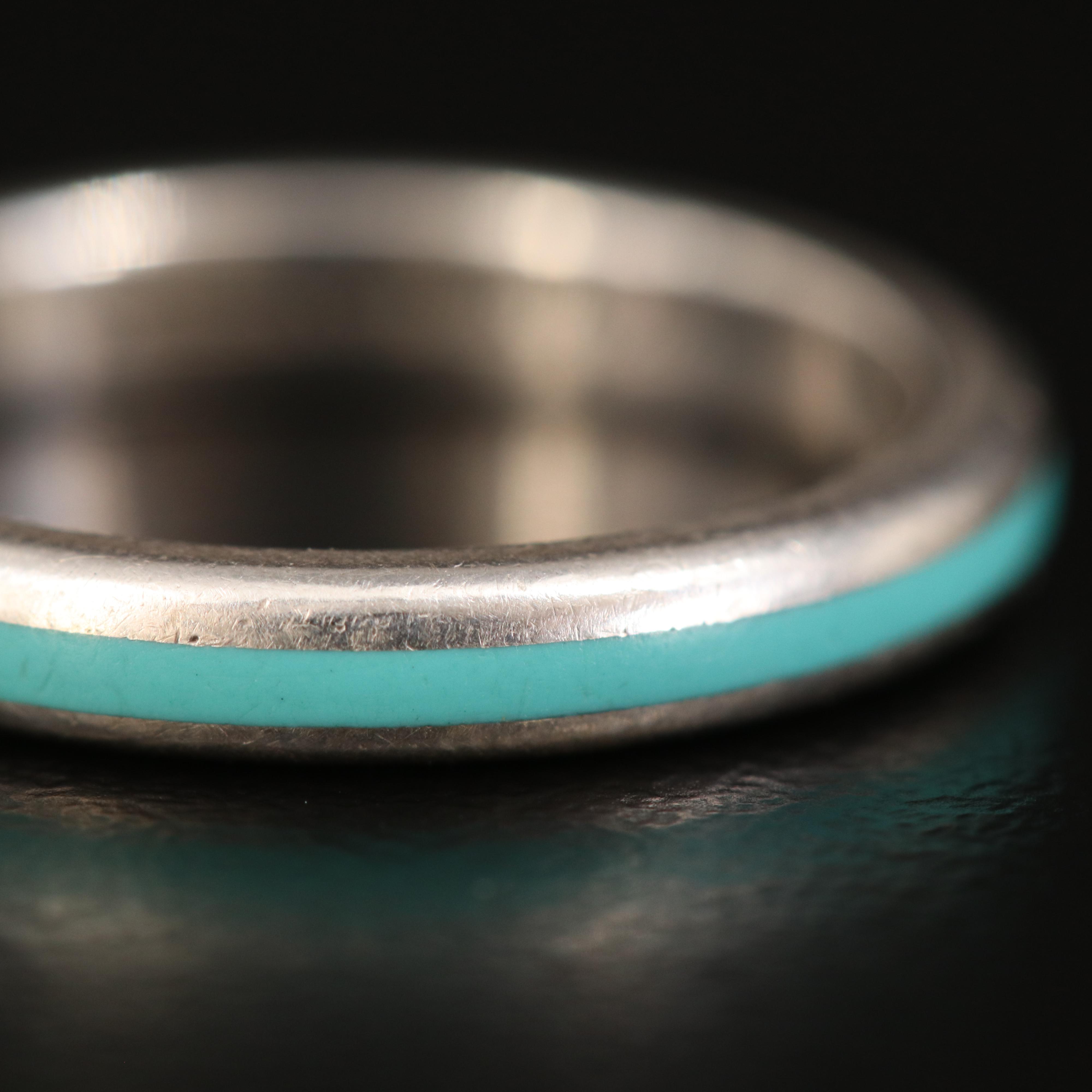 Tiffany & Co. Sterling Blue Enamel Ring
