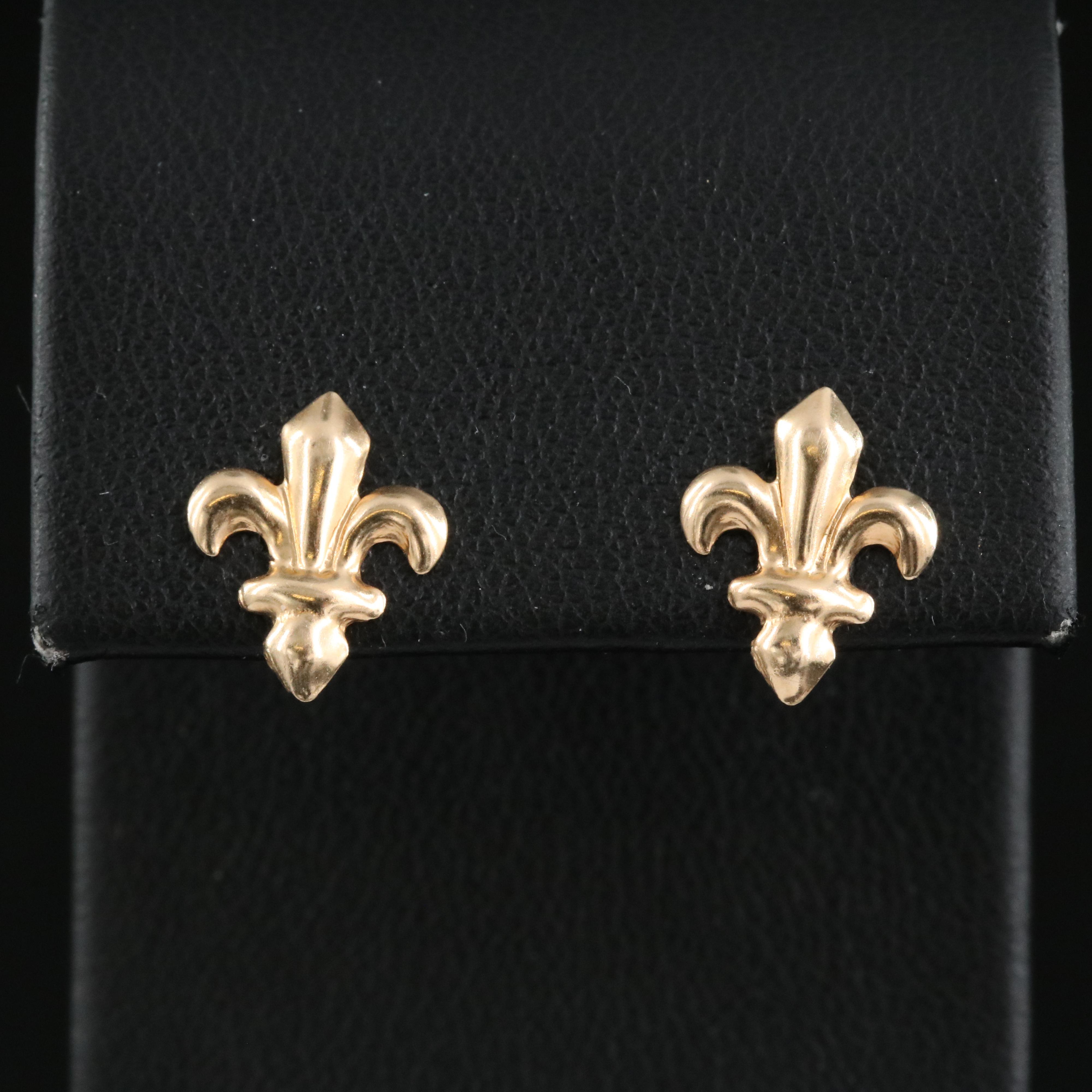 14K Fleur-de-Lis Stud Earrings