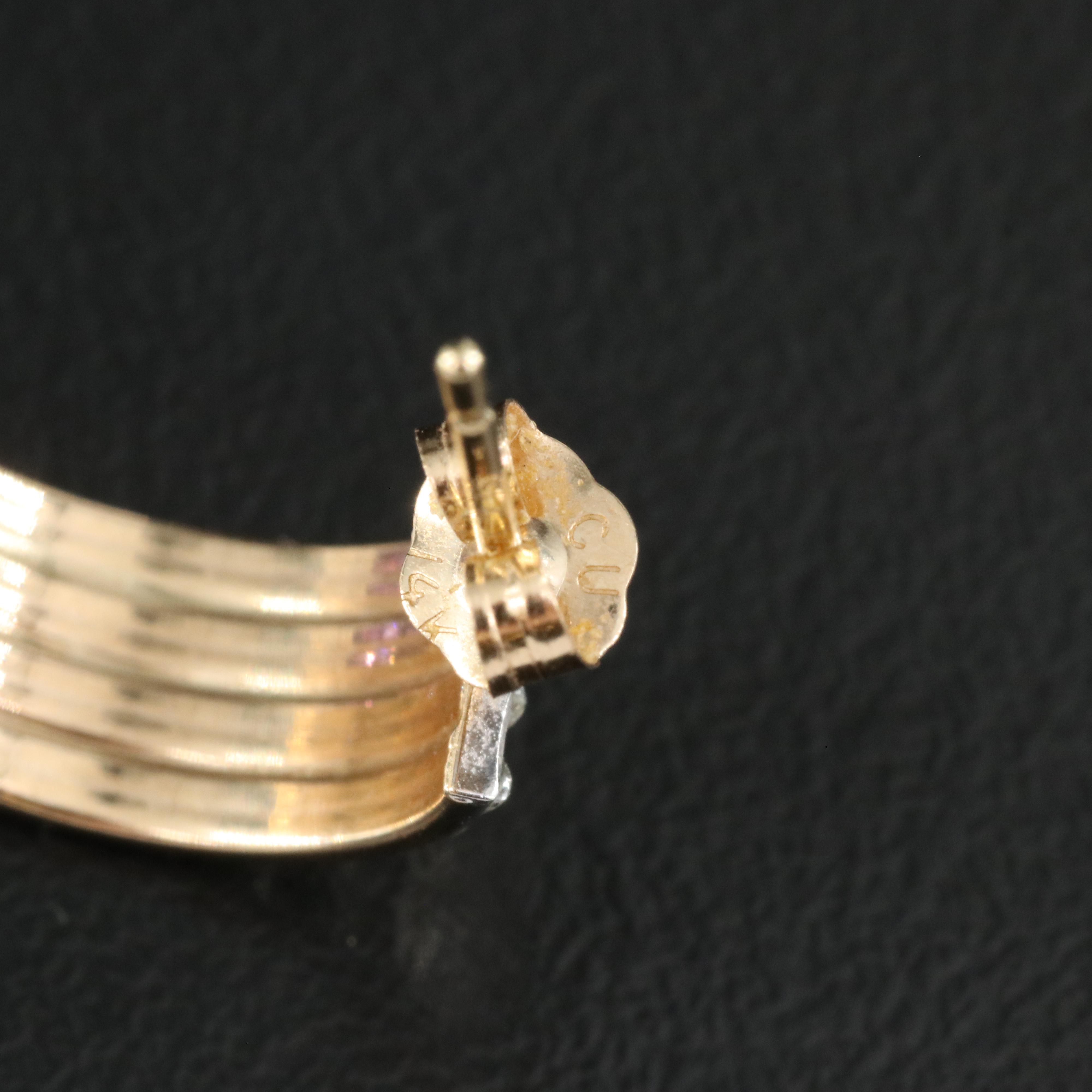 14K Amethyst and Diamond Half Hoop Earrings