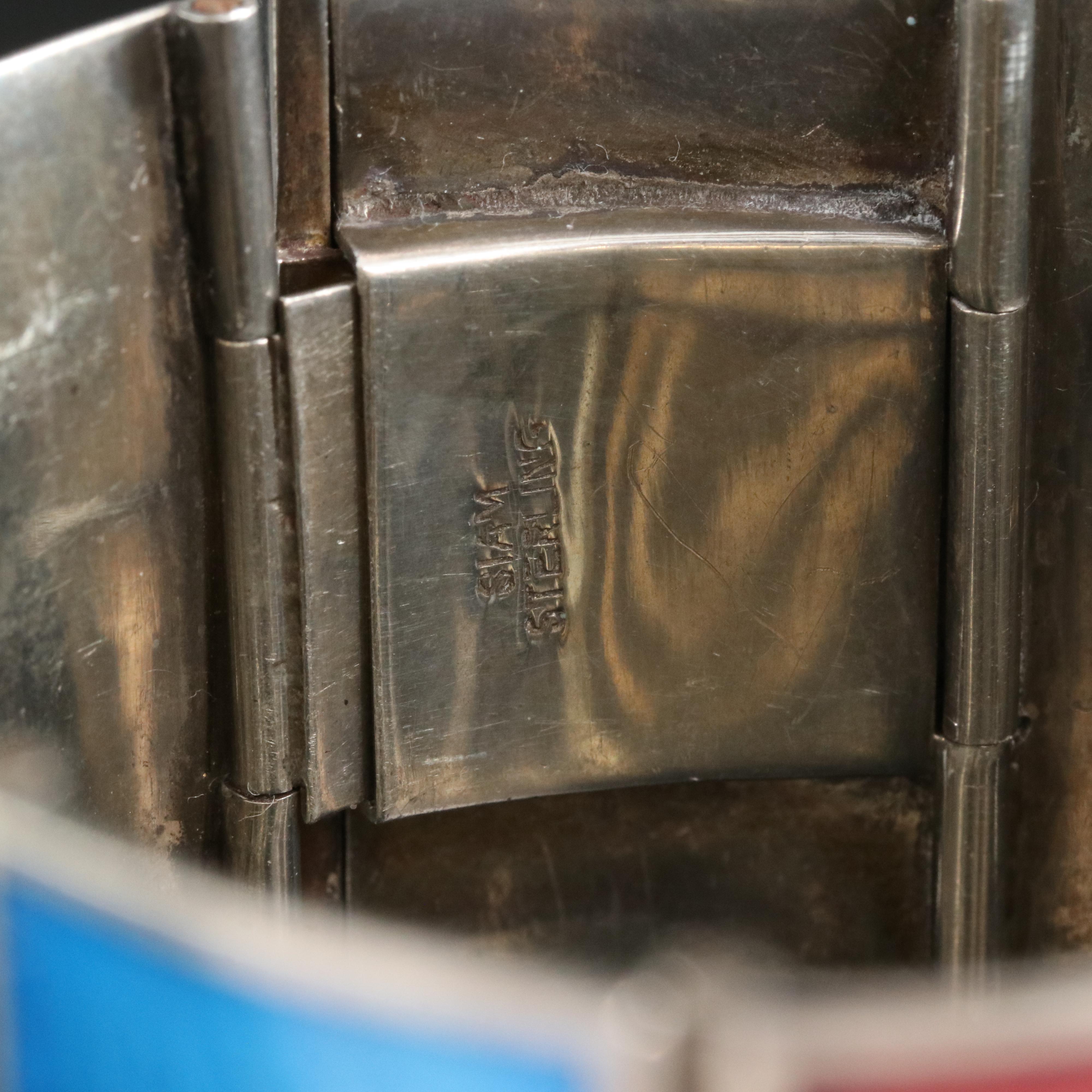 Sterling Enamel Thai Panel Bracelet