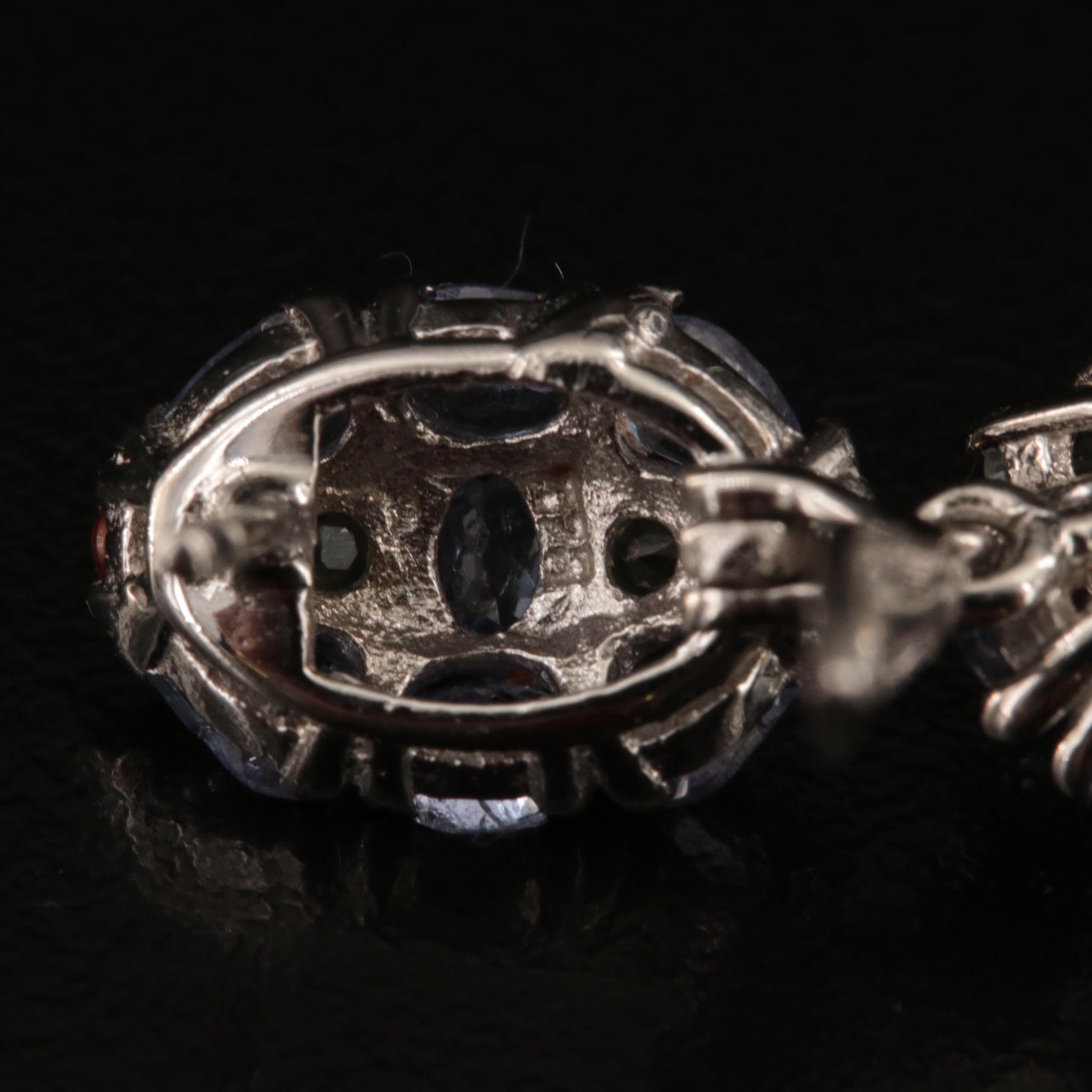 Sterling Tanzanite, Rhodolite Garnet and Peridot Earrings