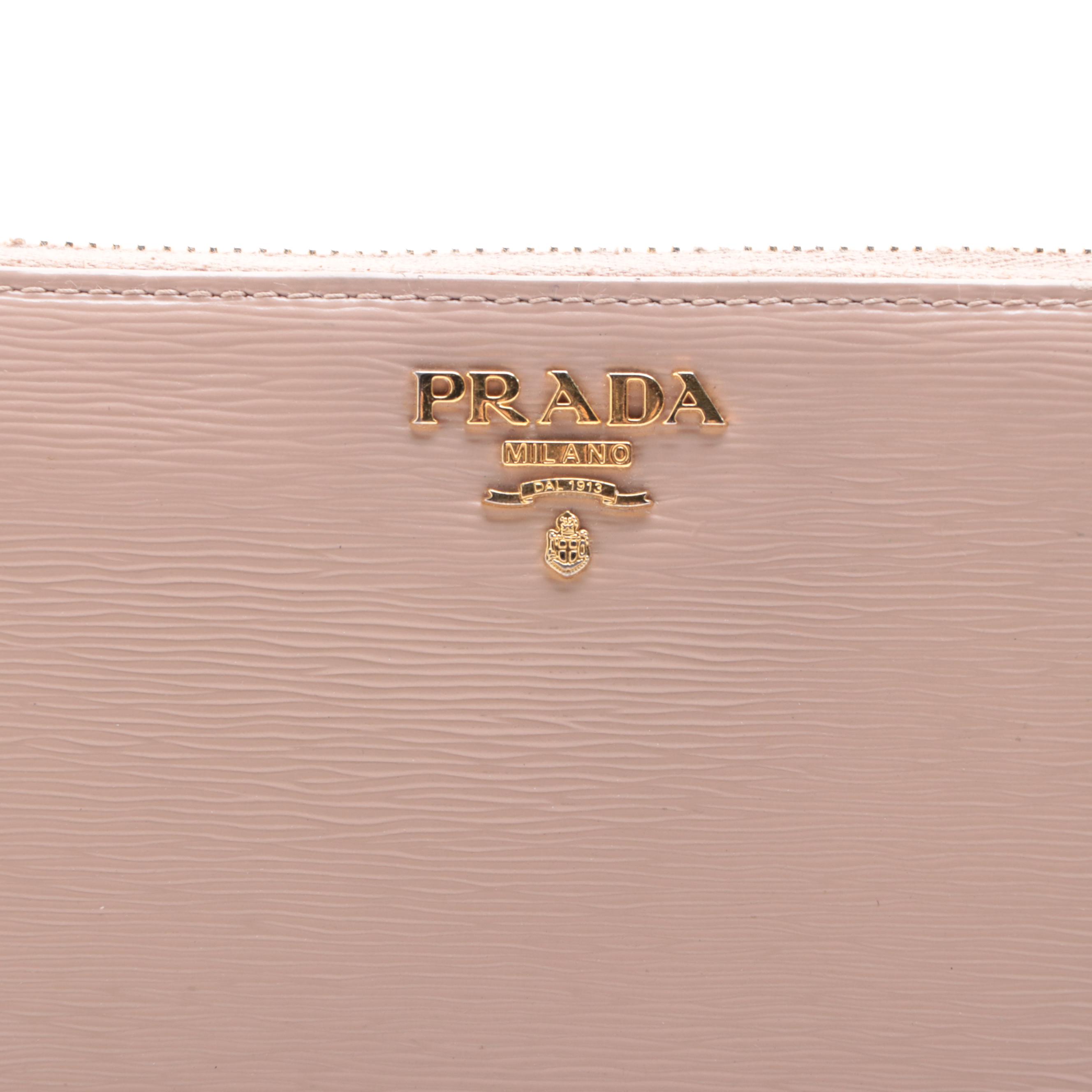 Prada Textured Leather Zip Wallet