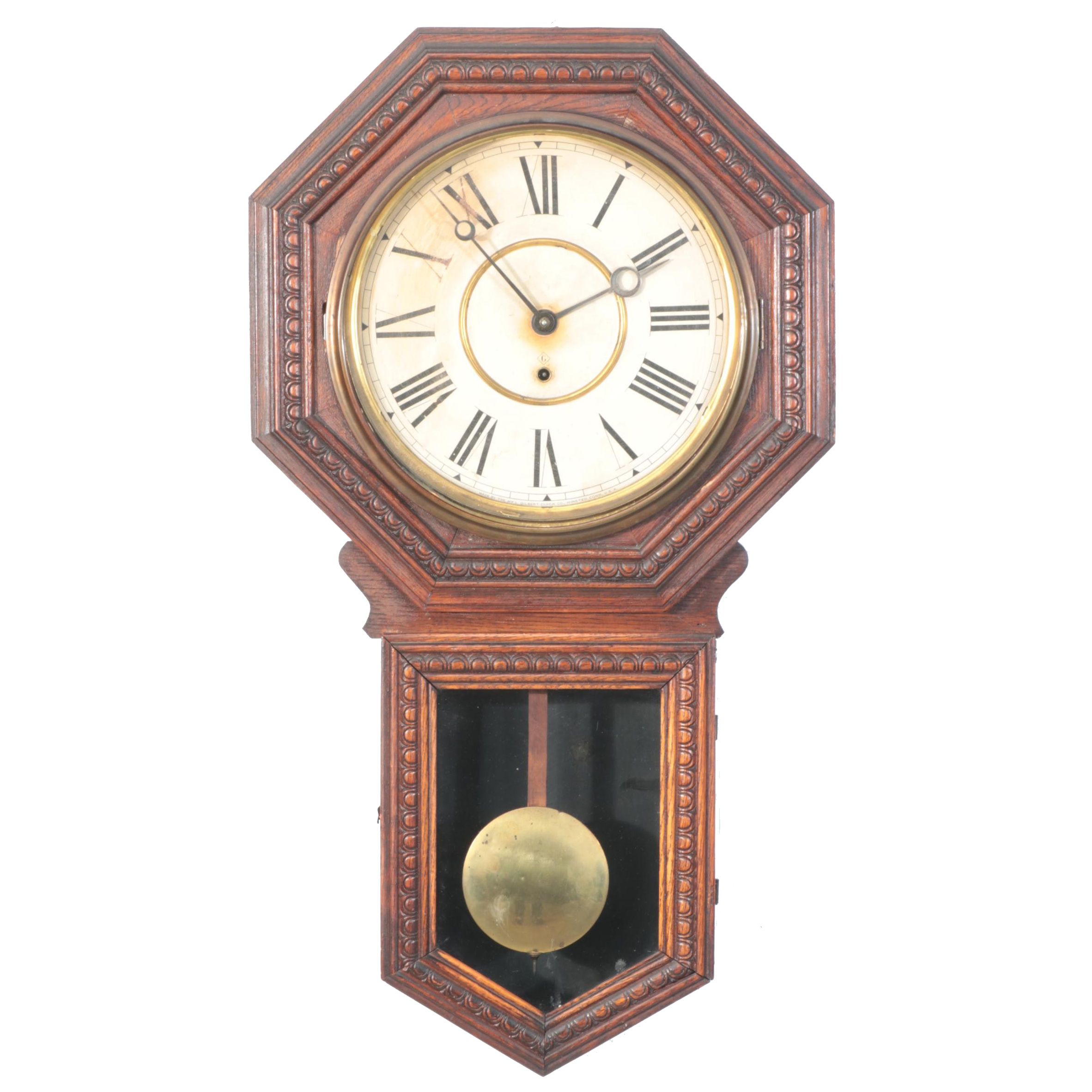 Wm. L. Gilbert "Consort" Oak Regulator Clock, Early 20th Century