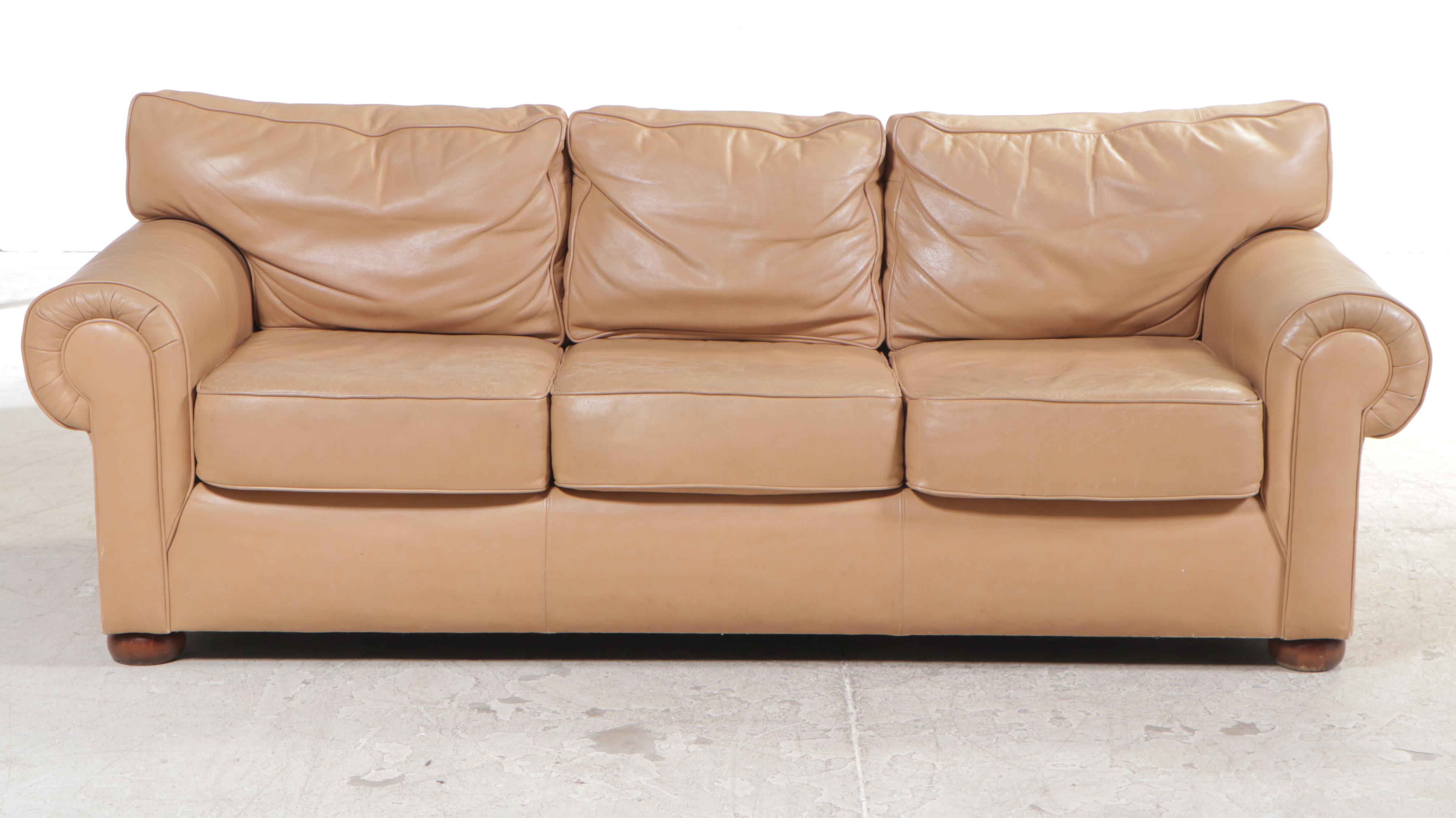 Leather Roll-Arm Sofa