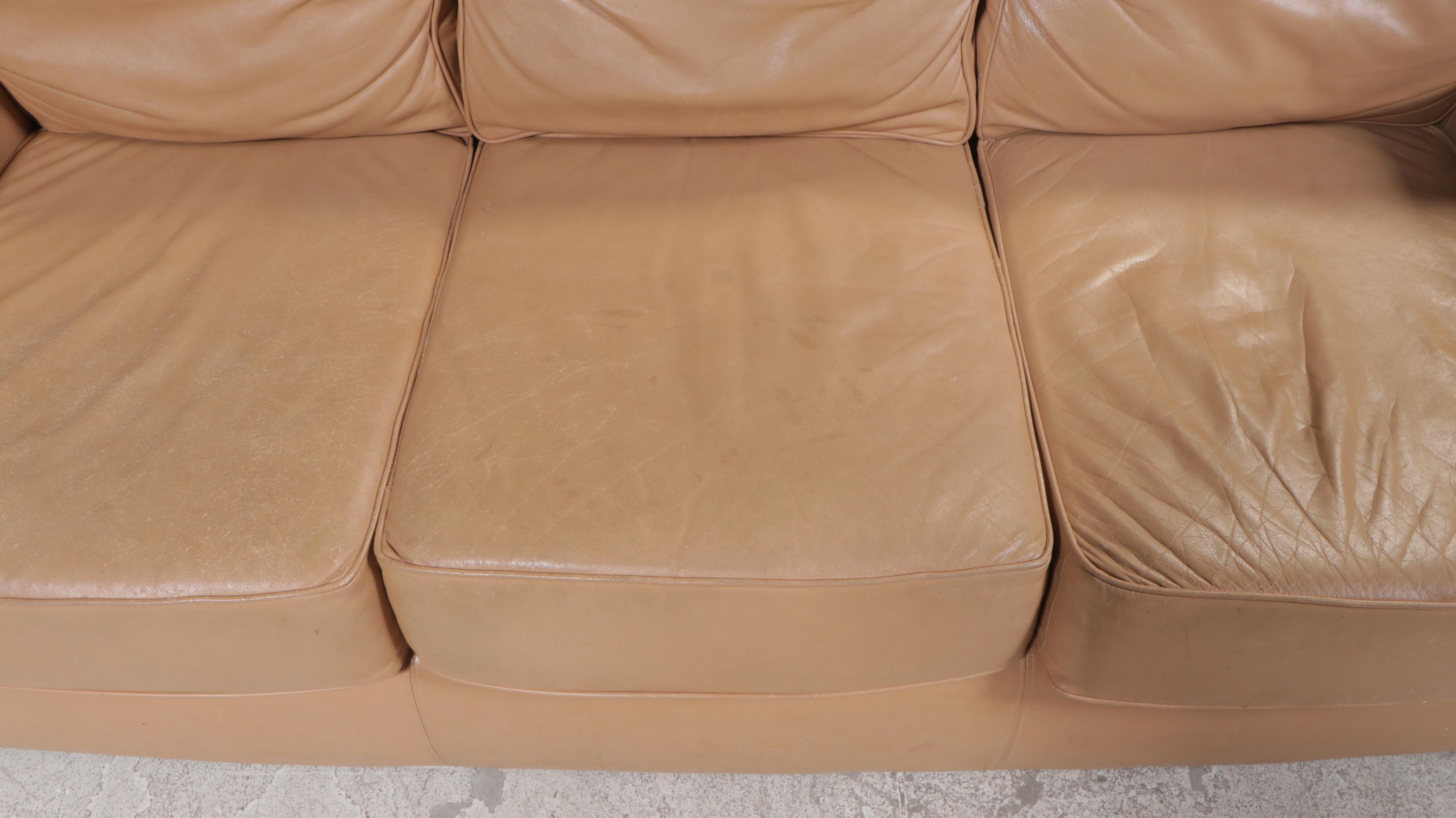 Leather Roll-Arm Sofa