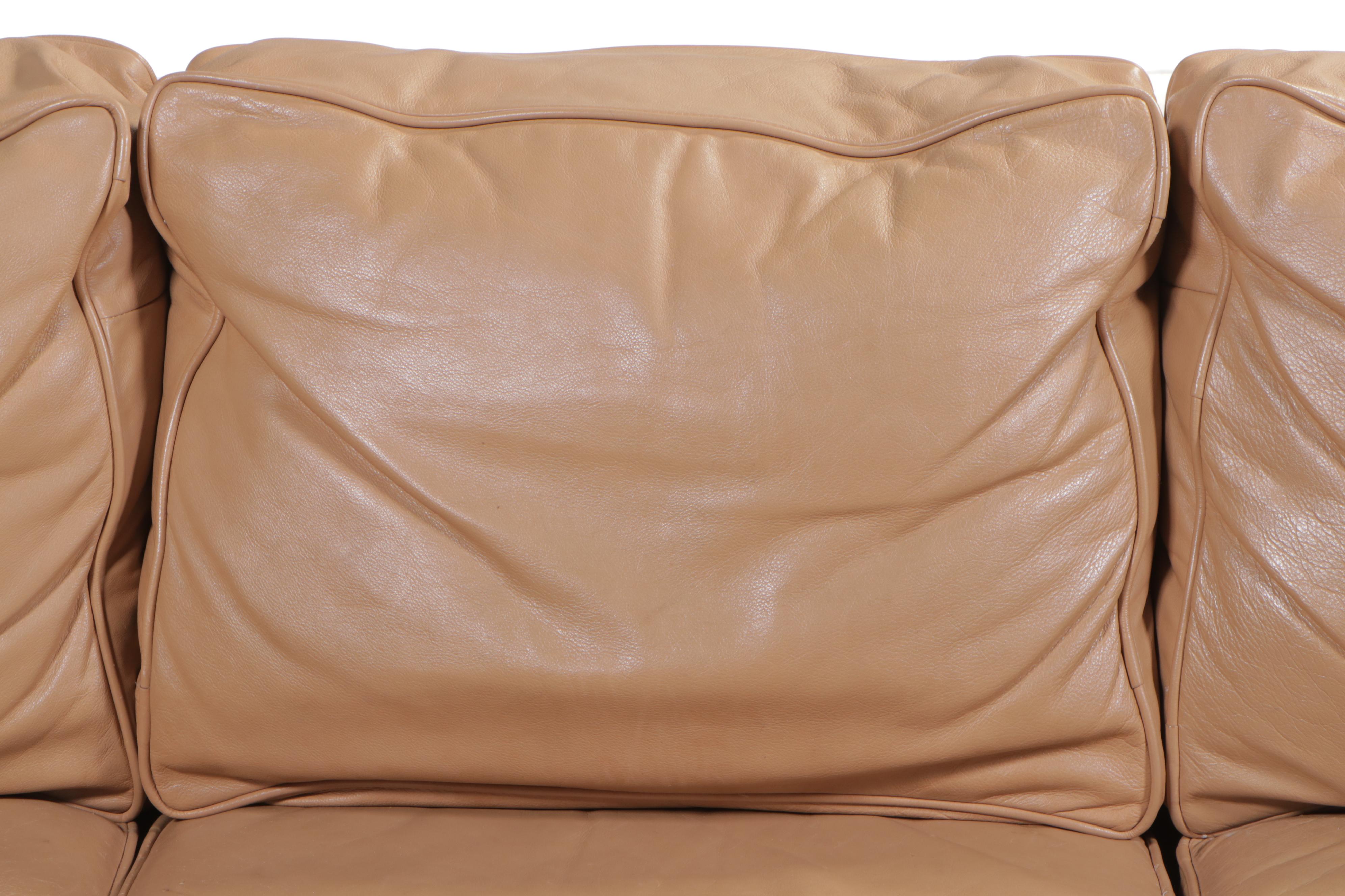 Leather Roll-Arm Sofa