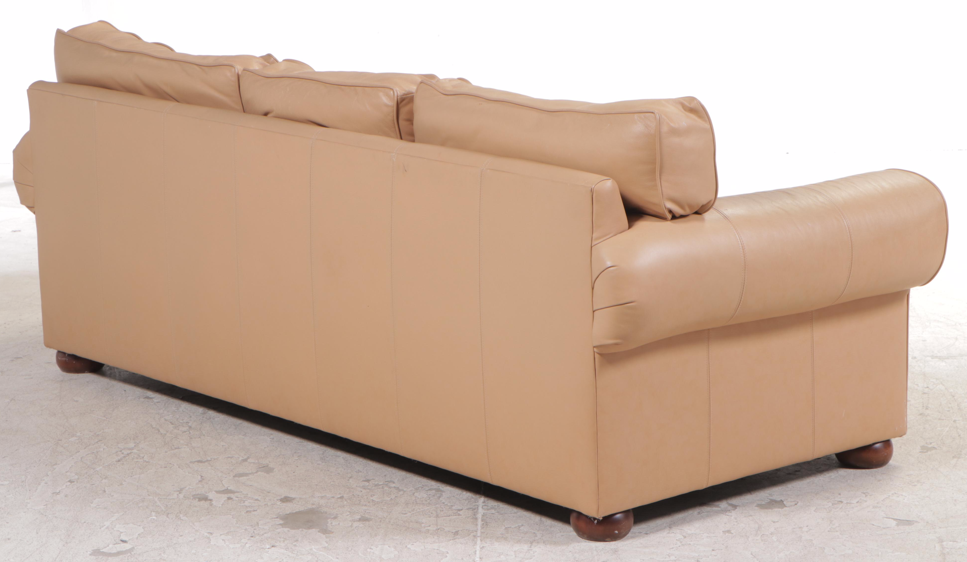 Leather Roll-Arm Sofa