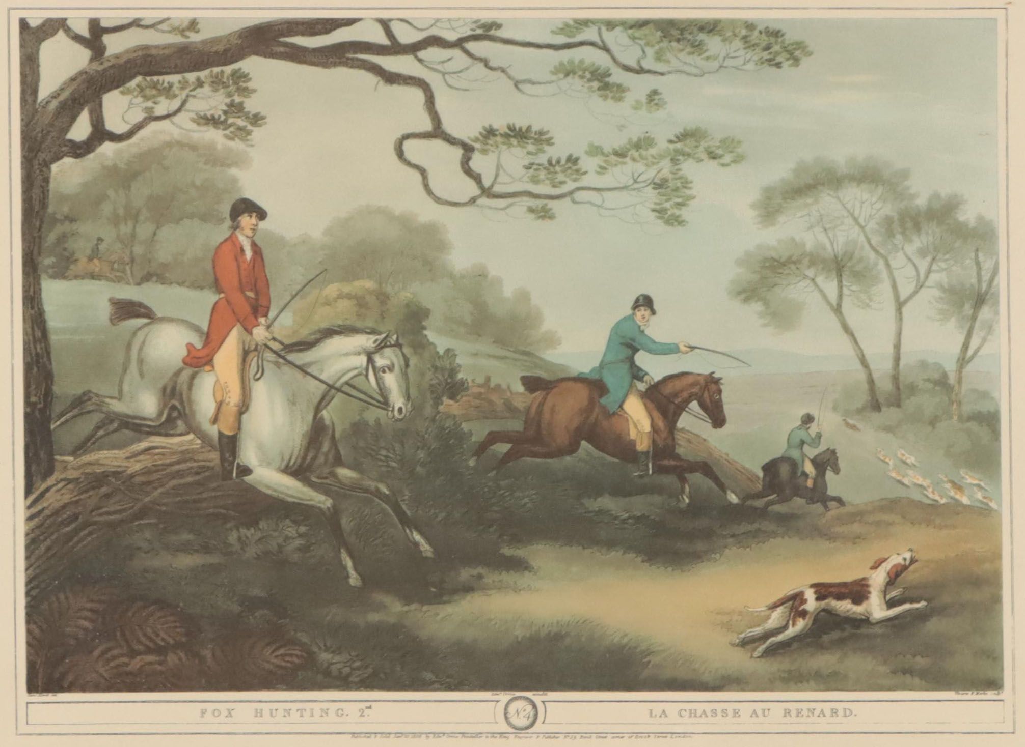 Offset Lithograph After William Howitt "Fox Hunting 2nd - La Chasse Au Renard"