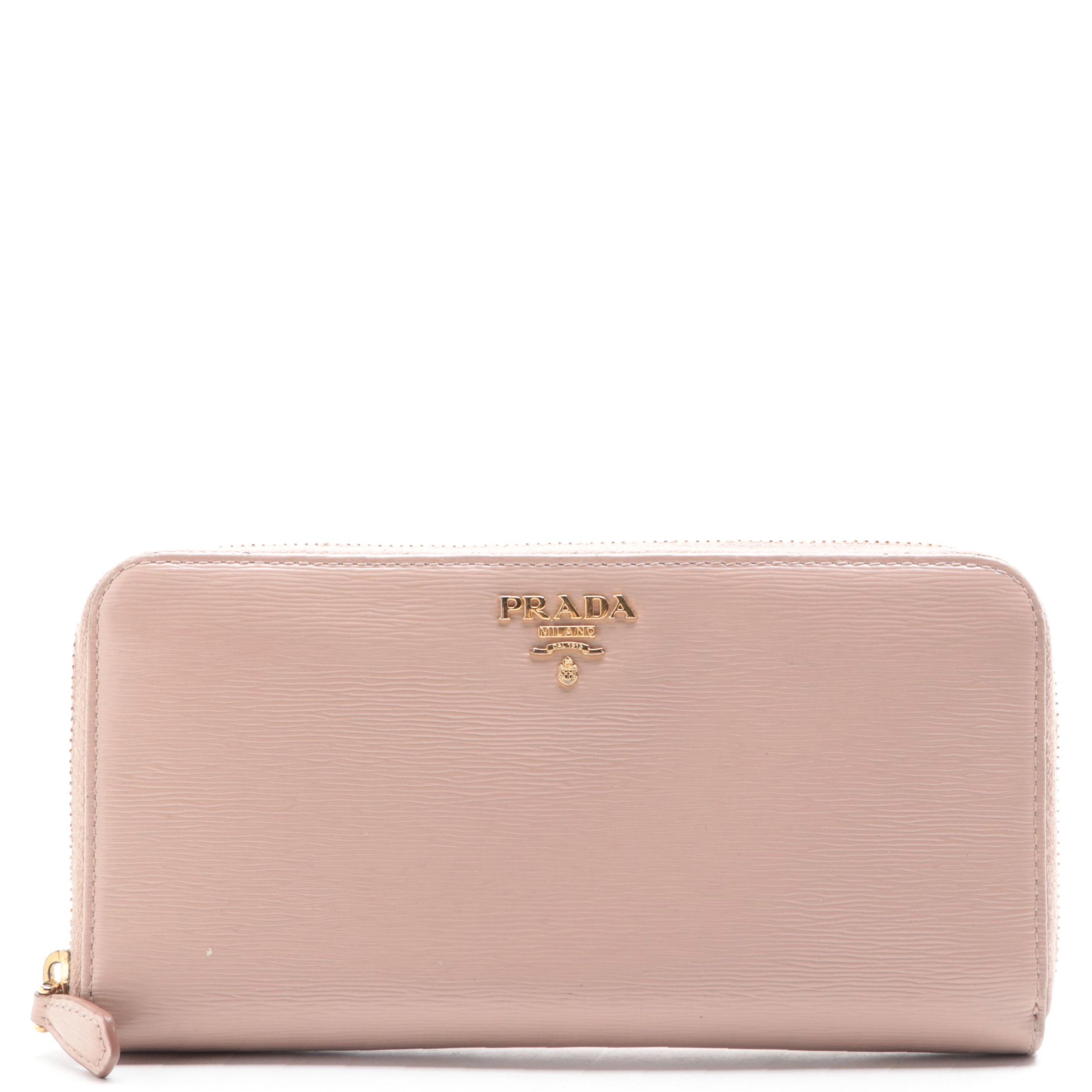 Prada Textured Leather Zip Wallet