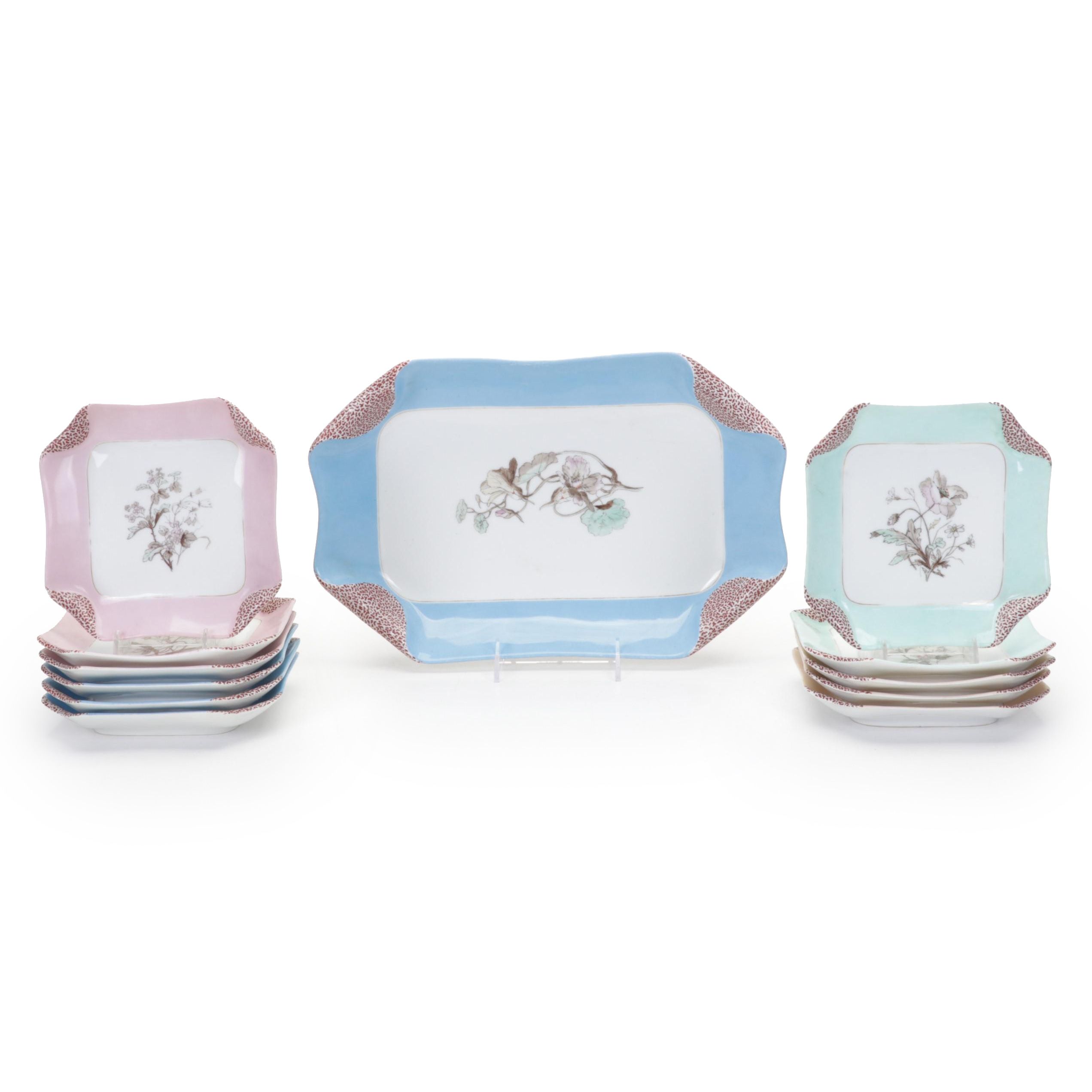 Haviland & Co. Limoges Hand-Painted Wildflower Dessert Plates and Serving Dish