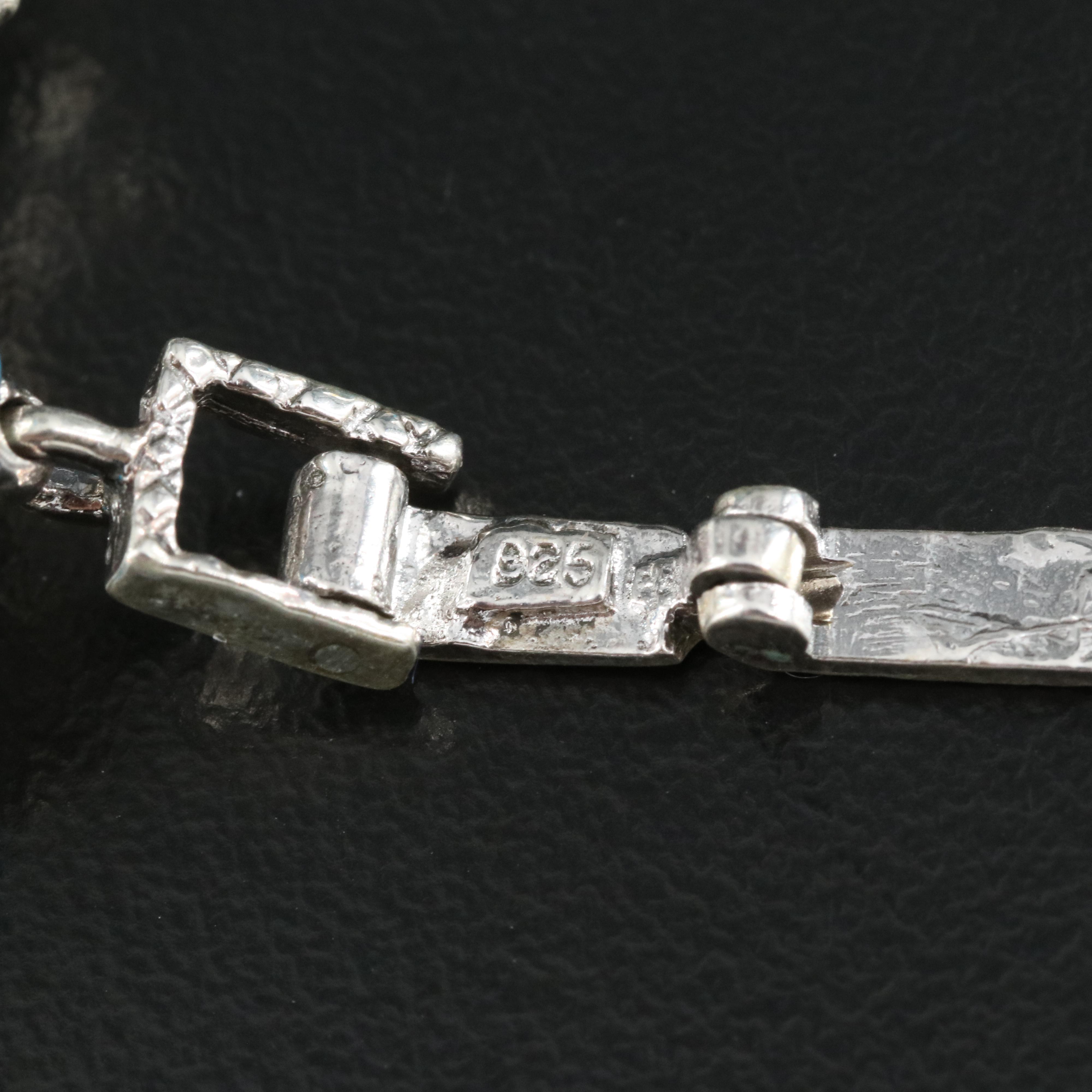 Sterling Faux Turquoise and Marcasite Lizard Necklace