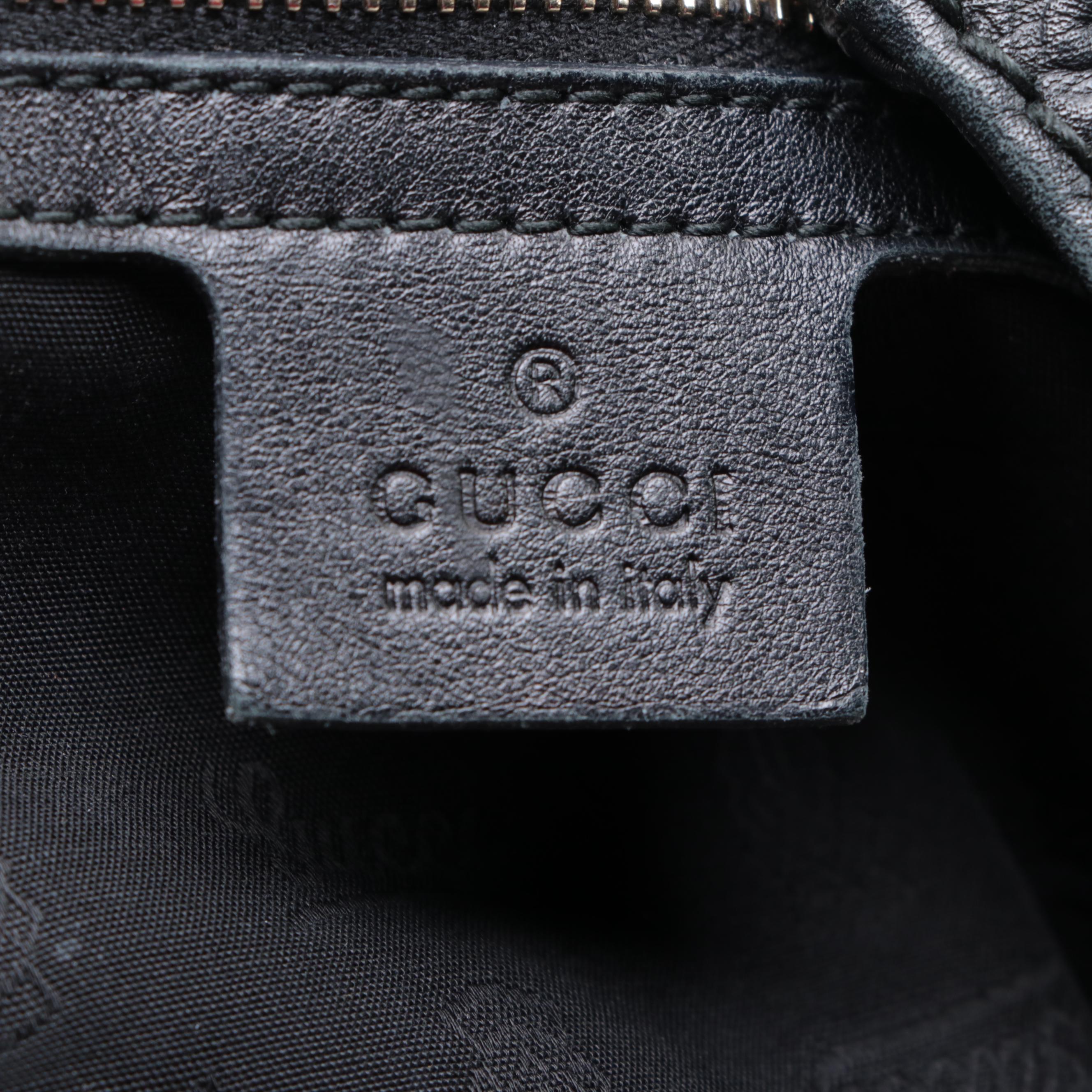 Gucci Medium Charlotte Hobo Tote in Black Calfskin with Guccissima Detail