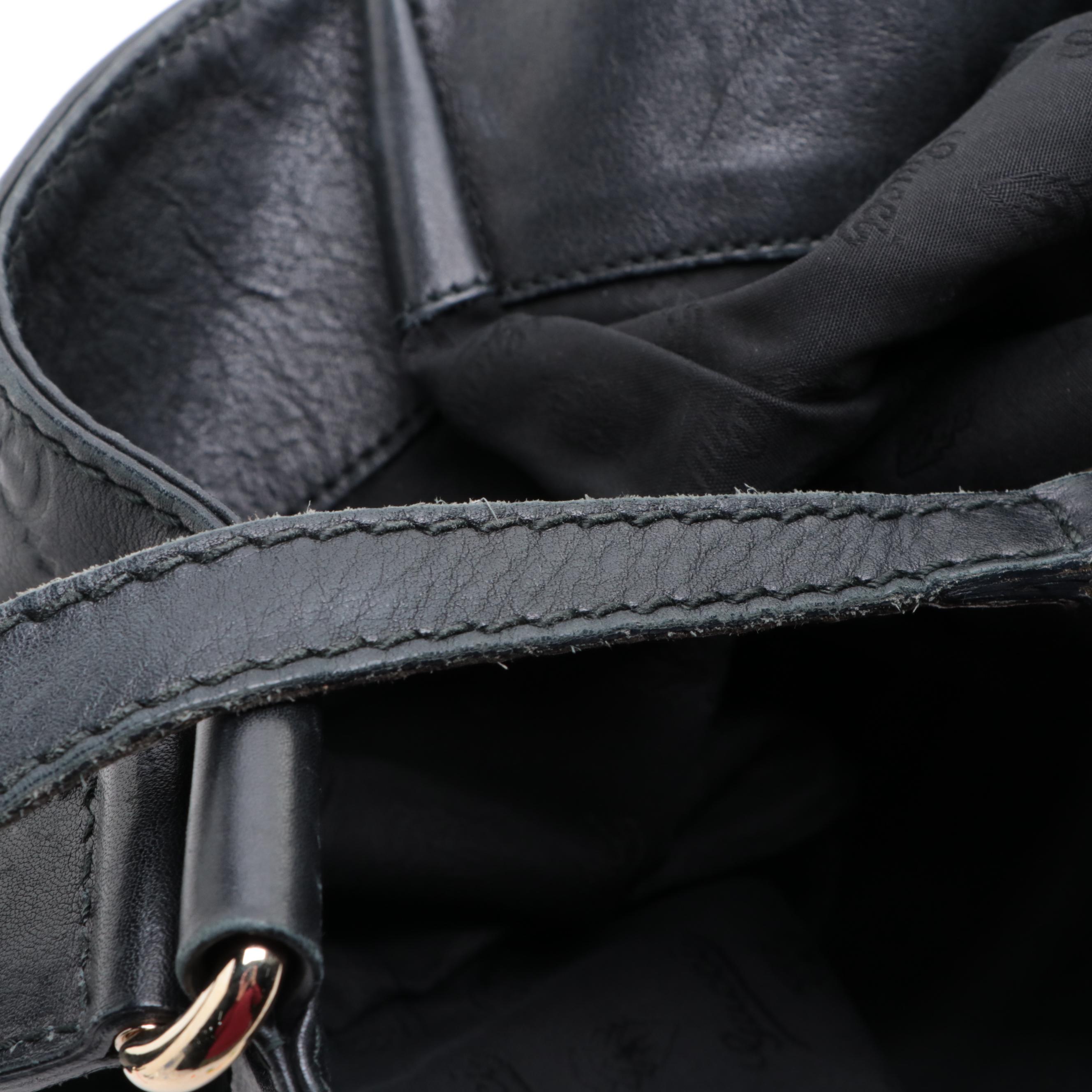 Gucci Medium Charlotte Hobo Tote in Black Calfskin with Guccissima Detail