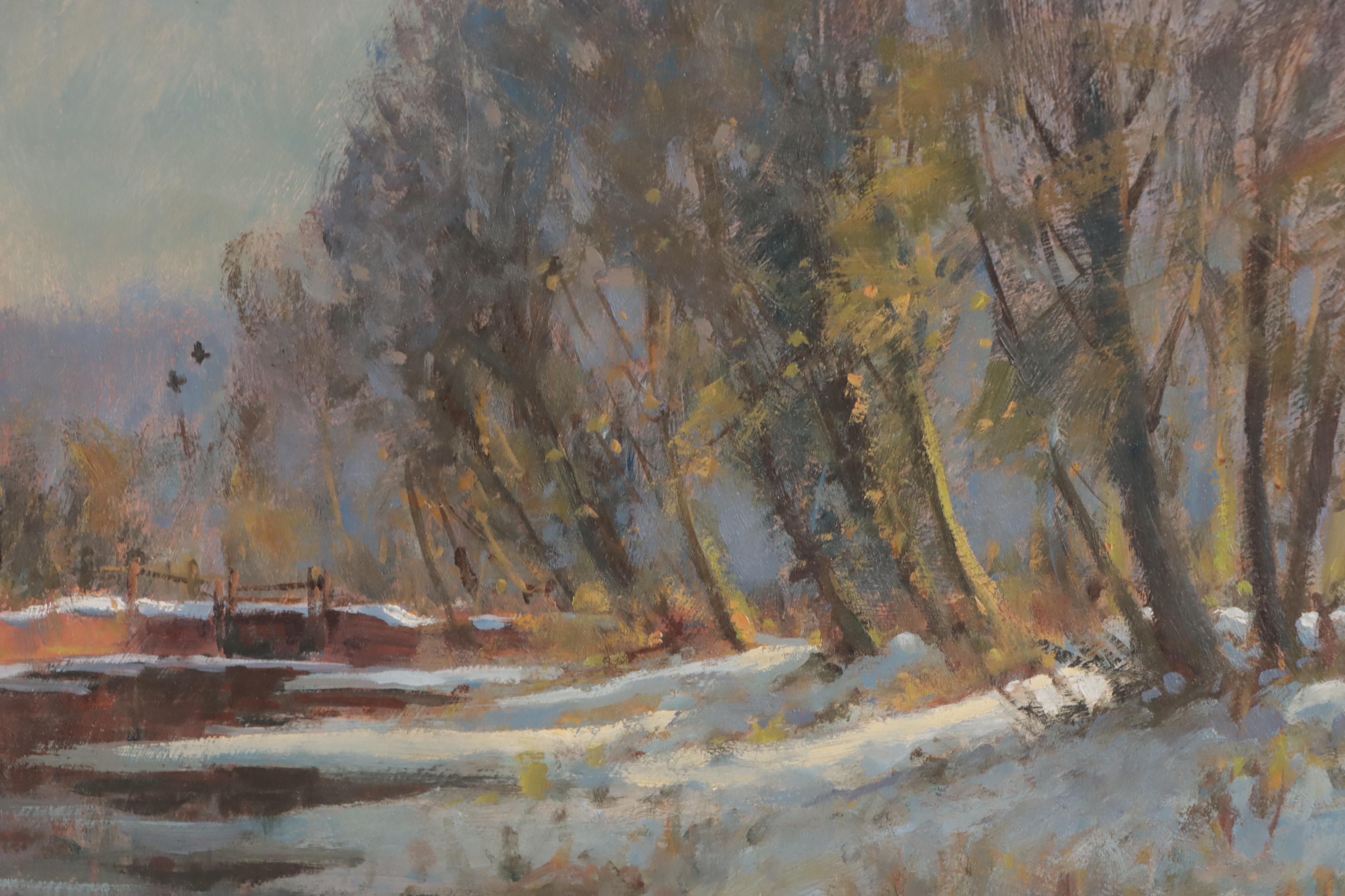 John Neale Oil Painting "The Mill Stream In Winter"