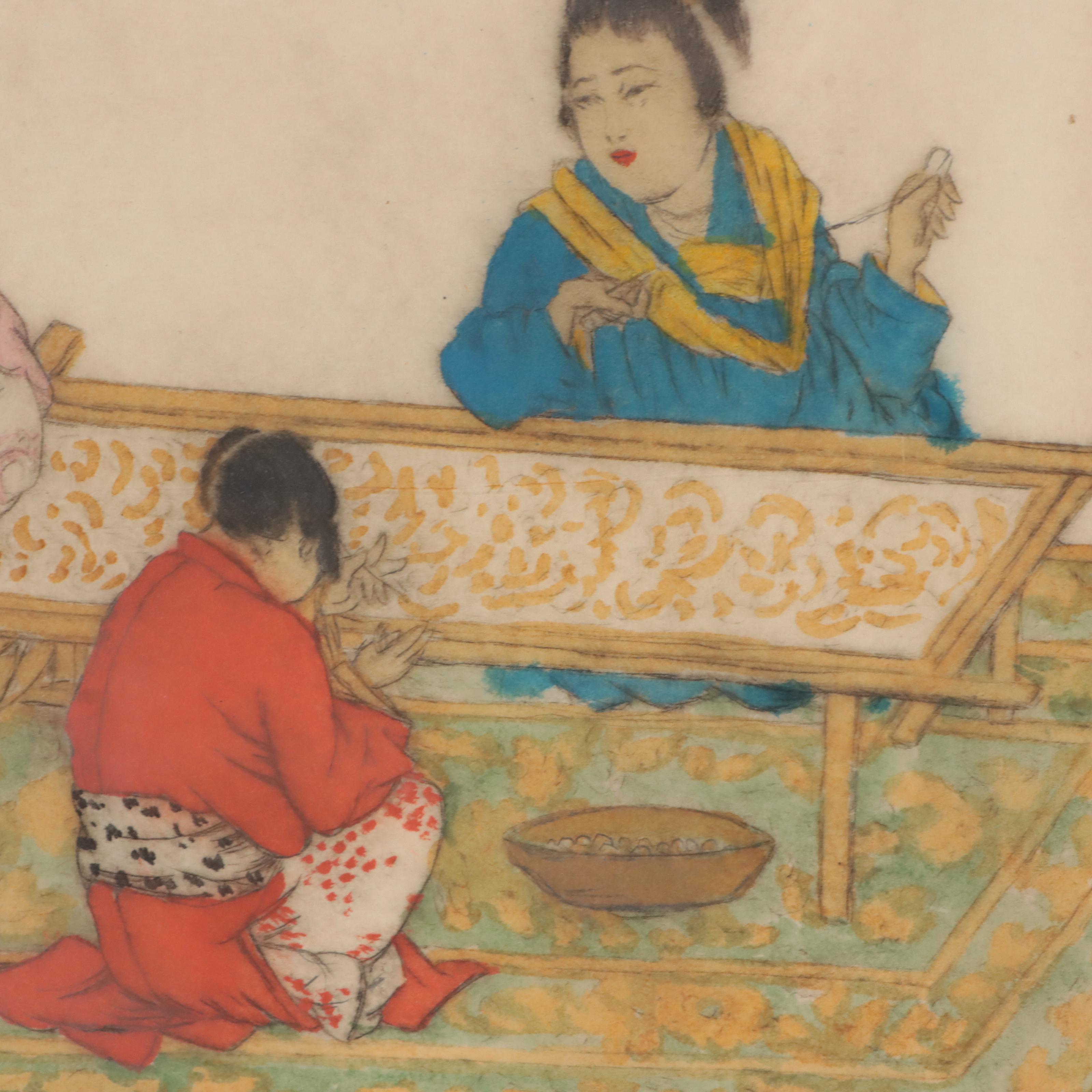 Elyse Lord Hand-Colored Etching With Drypoint "Chinese"