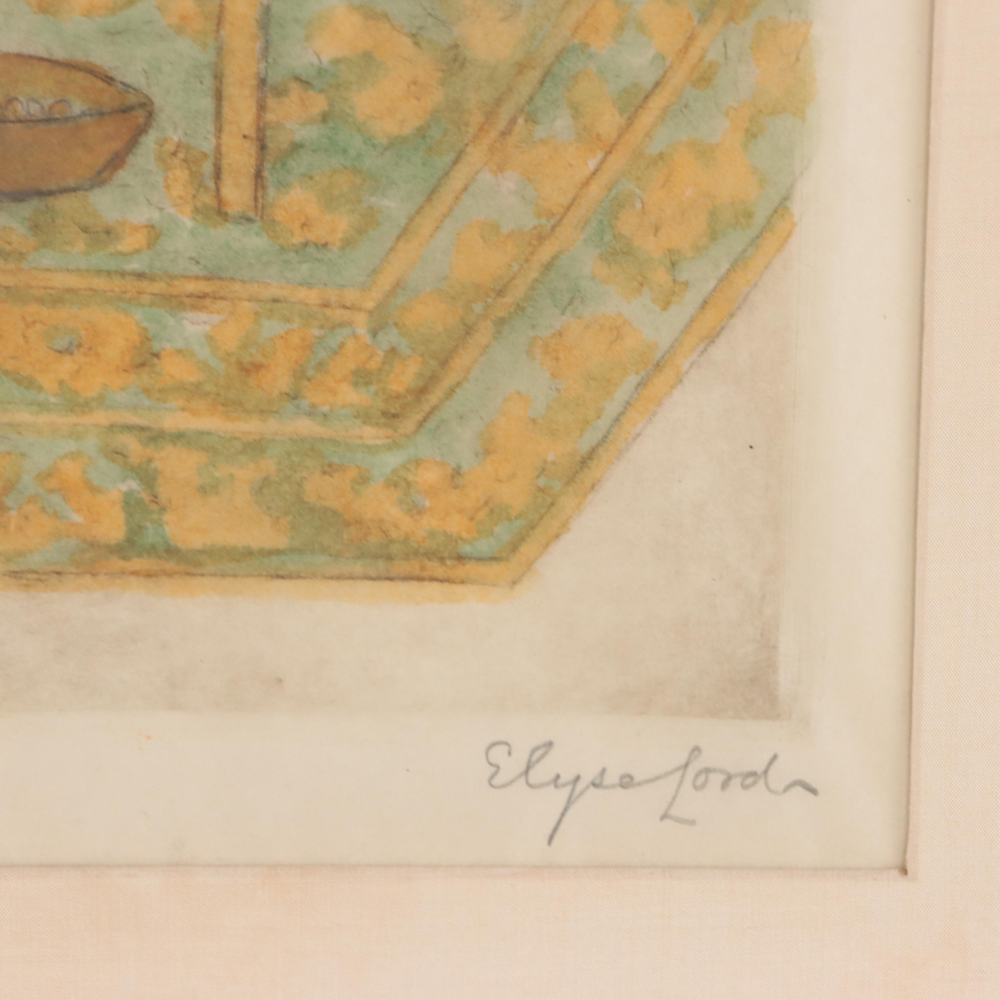 Elyse Lord Hand-Colored Etching With Drypoint "Chinese"