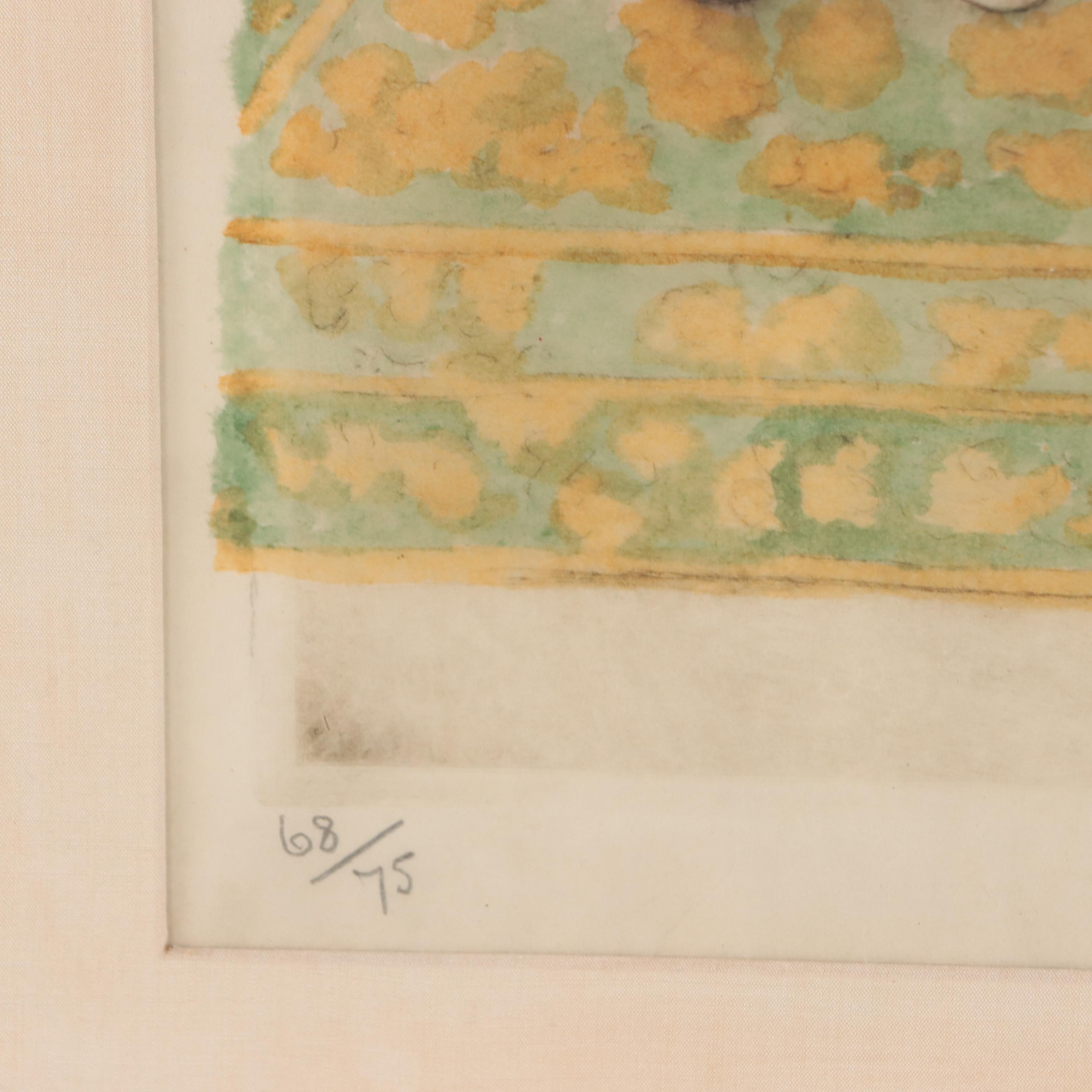 Elyse Lord Hand-Colored Etching With Drypoint "Chinese"