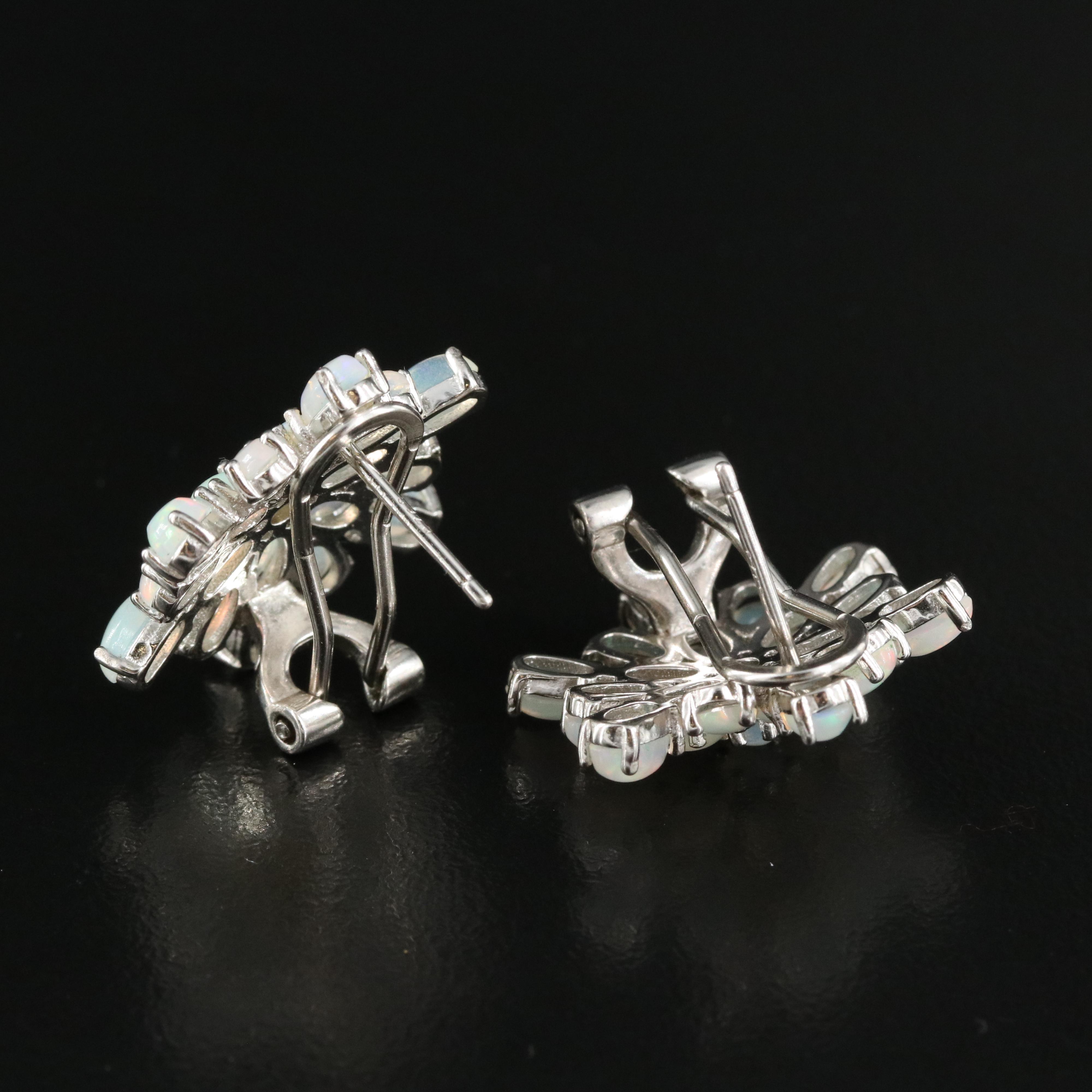 Sterling Opal Cluster Earrings
