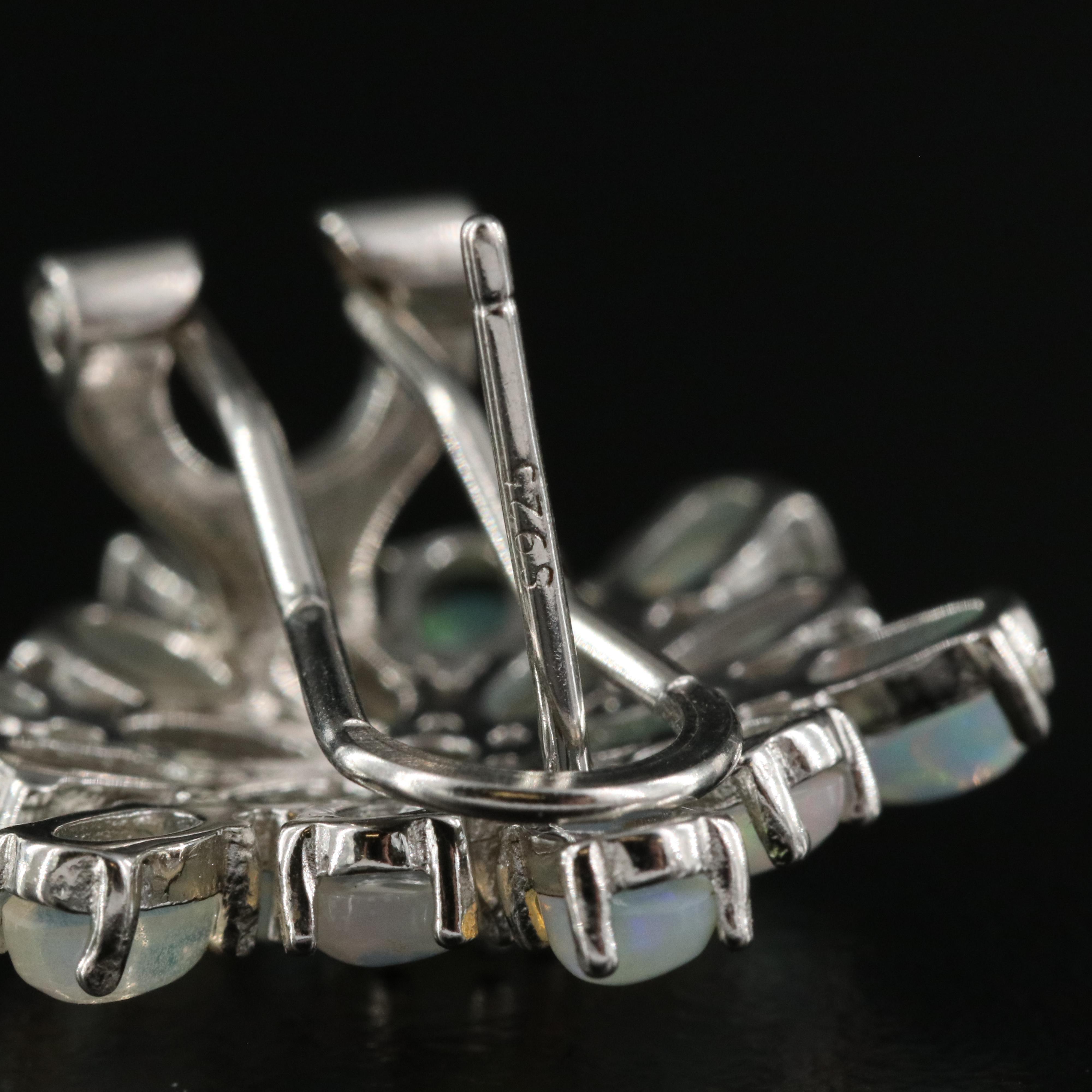 Sterling Opal Cluster Earrings