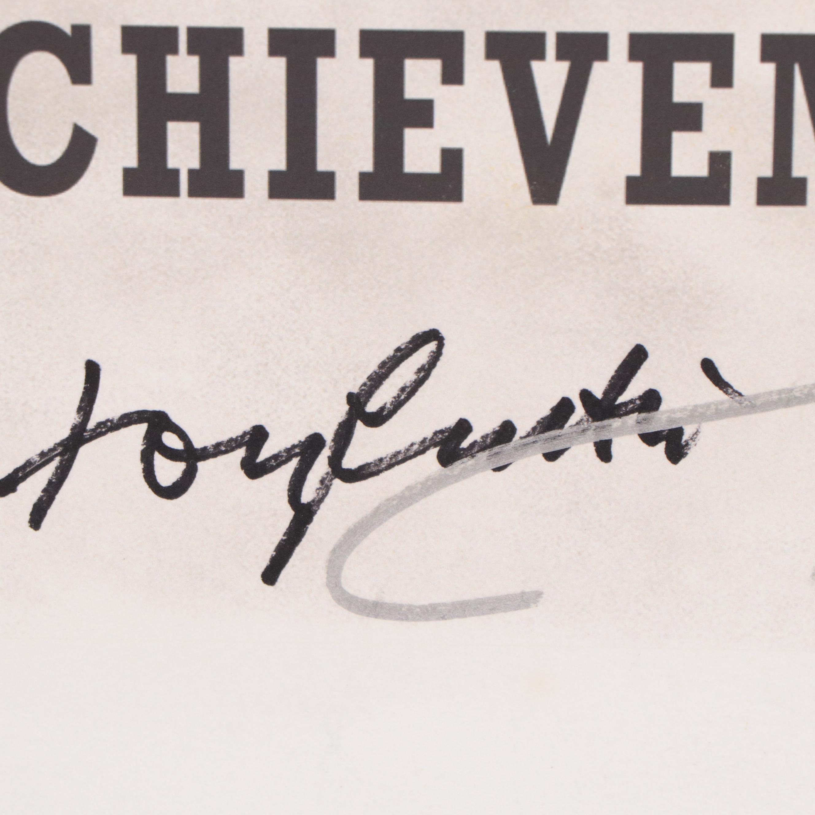 Tony Curtis Signed Lifetime Achievement Award Poster