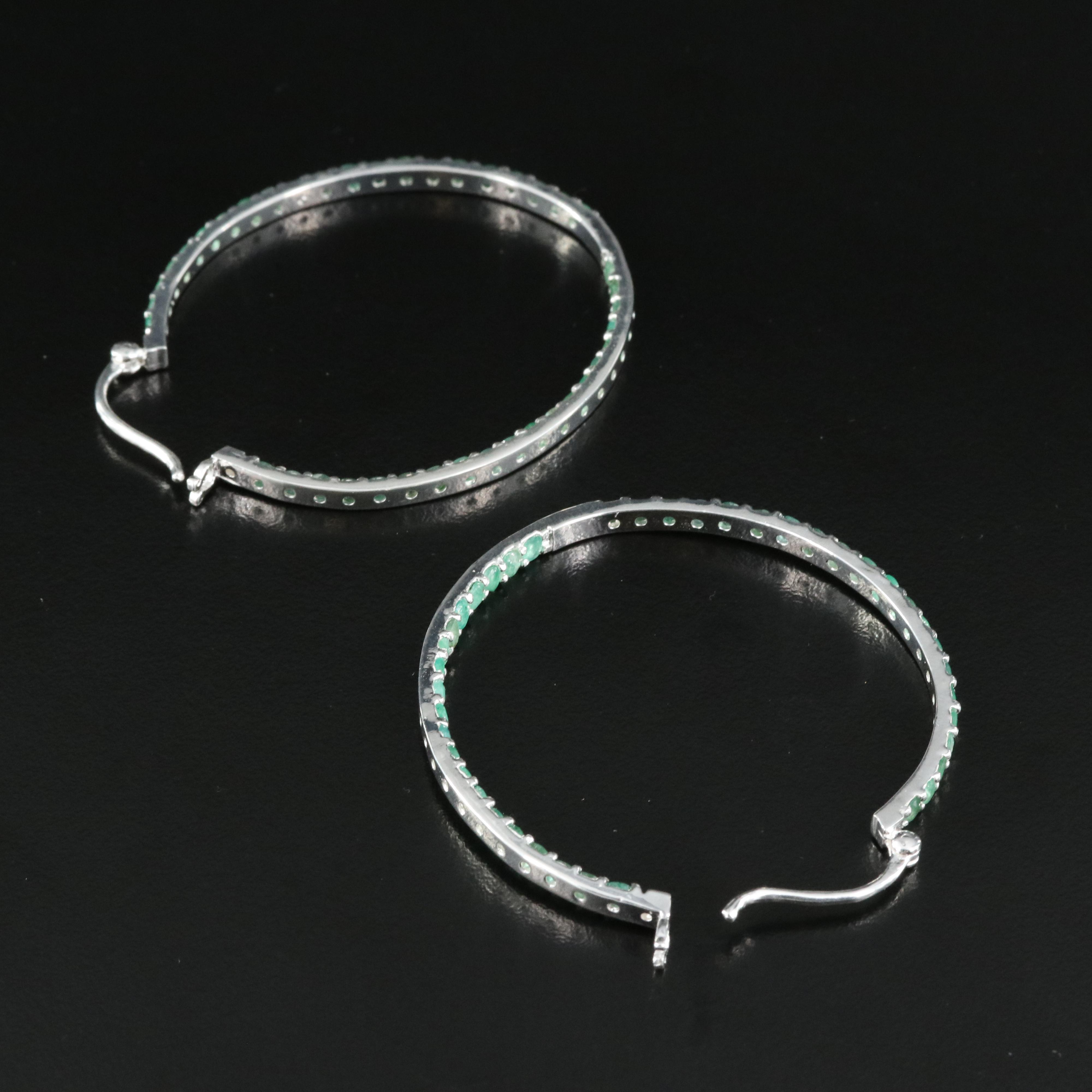 Sterling Emerald Inside-Out Large Hoop Earrings