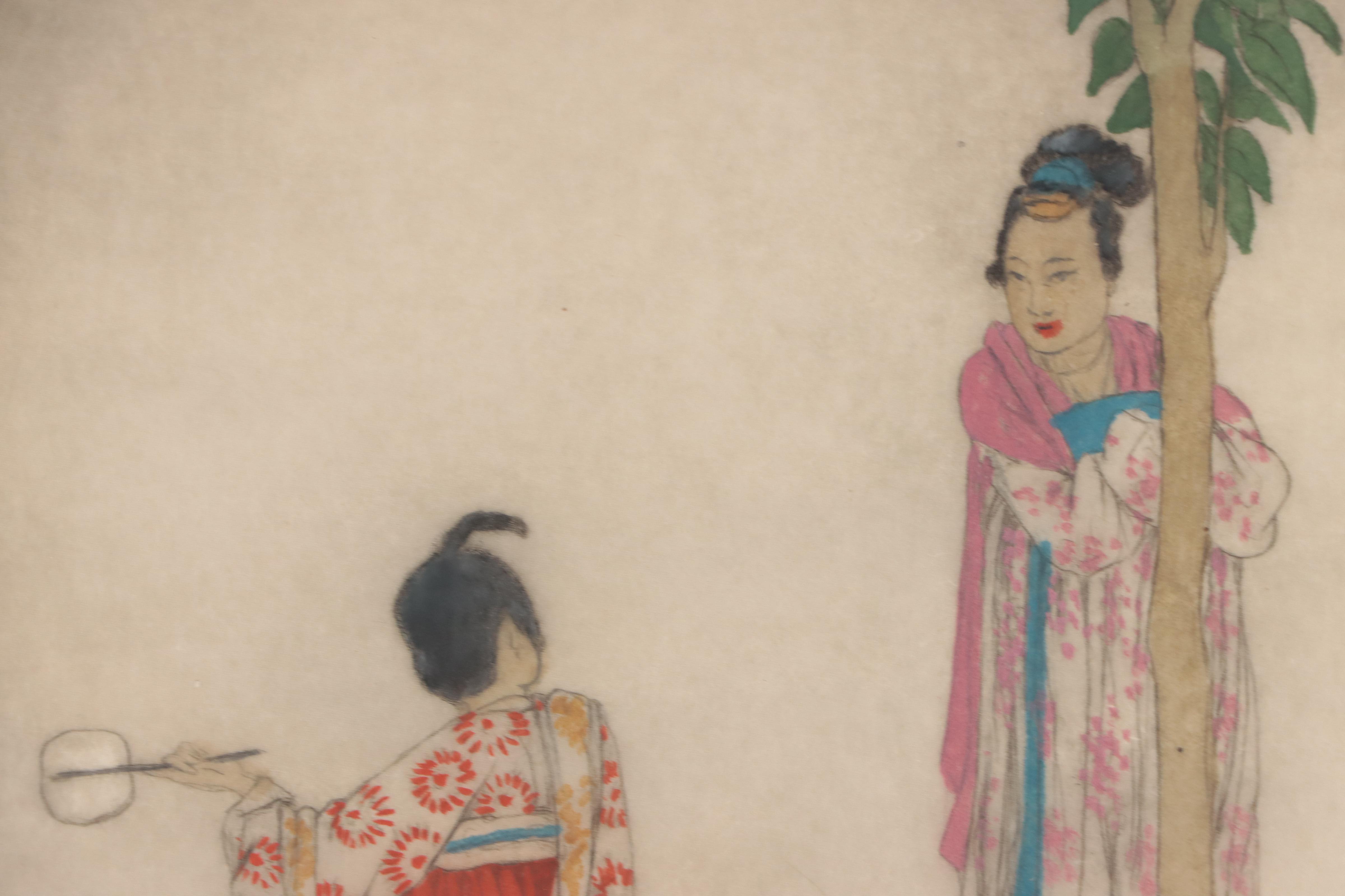 Elyse Lord Hand-Colored Etching with Drypoint "Chinese"