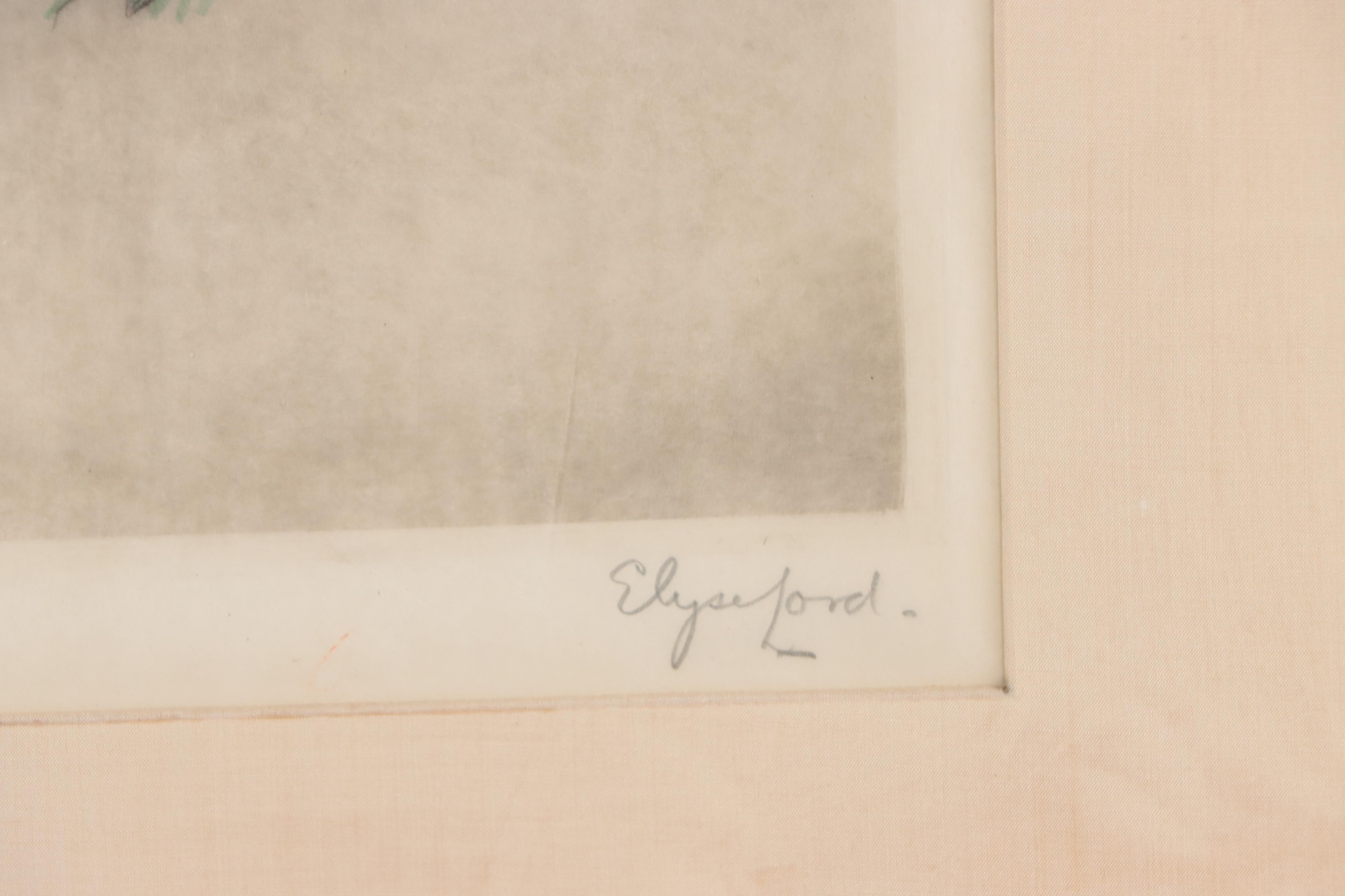 Elyse Lord Hand-Colored Etching with Drypoint "Chinese"