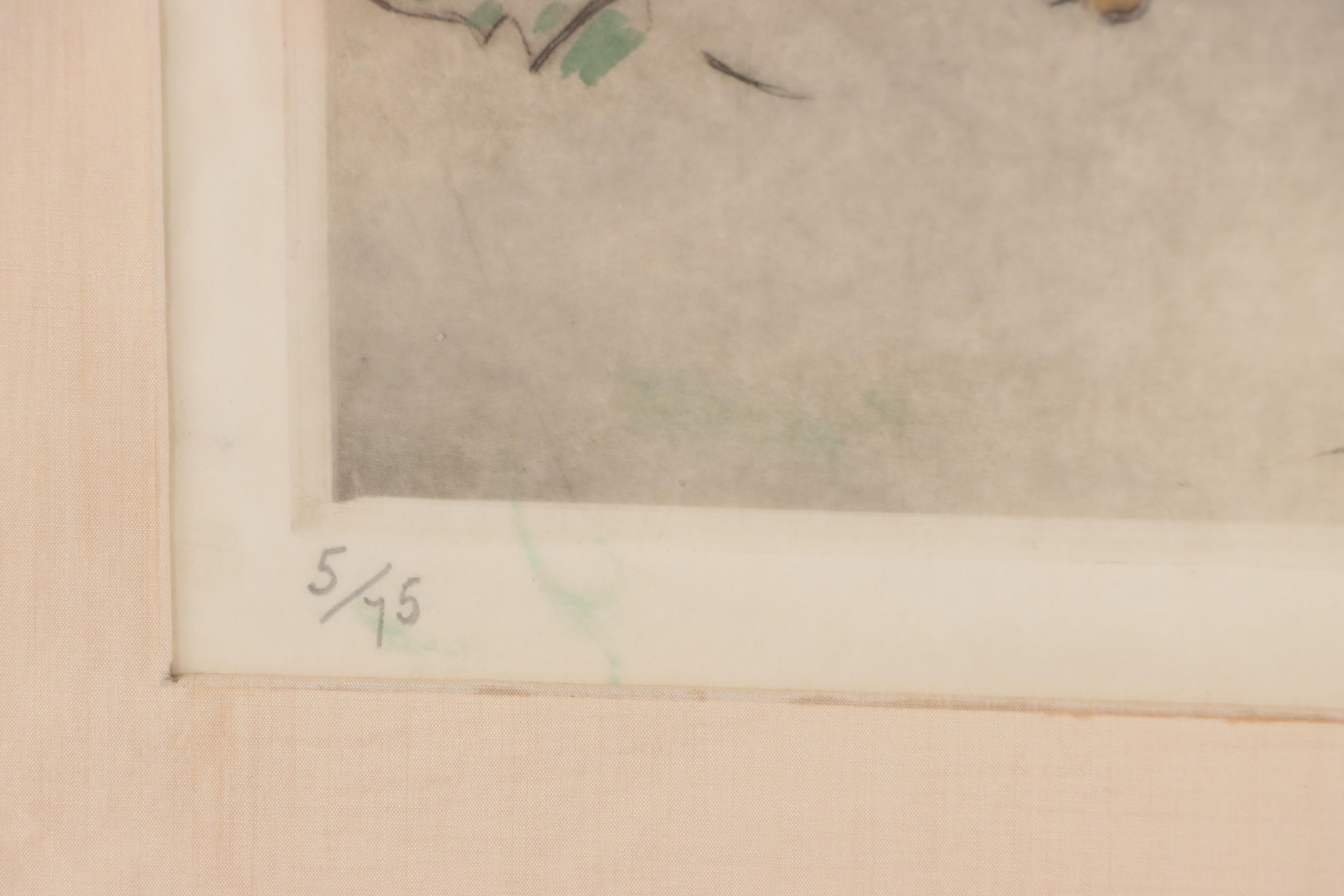 Elyse Lord Hand-Colored Etching with Drypoint "Chinese"