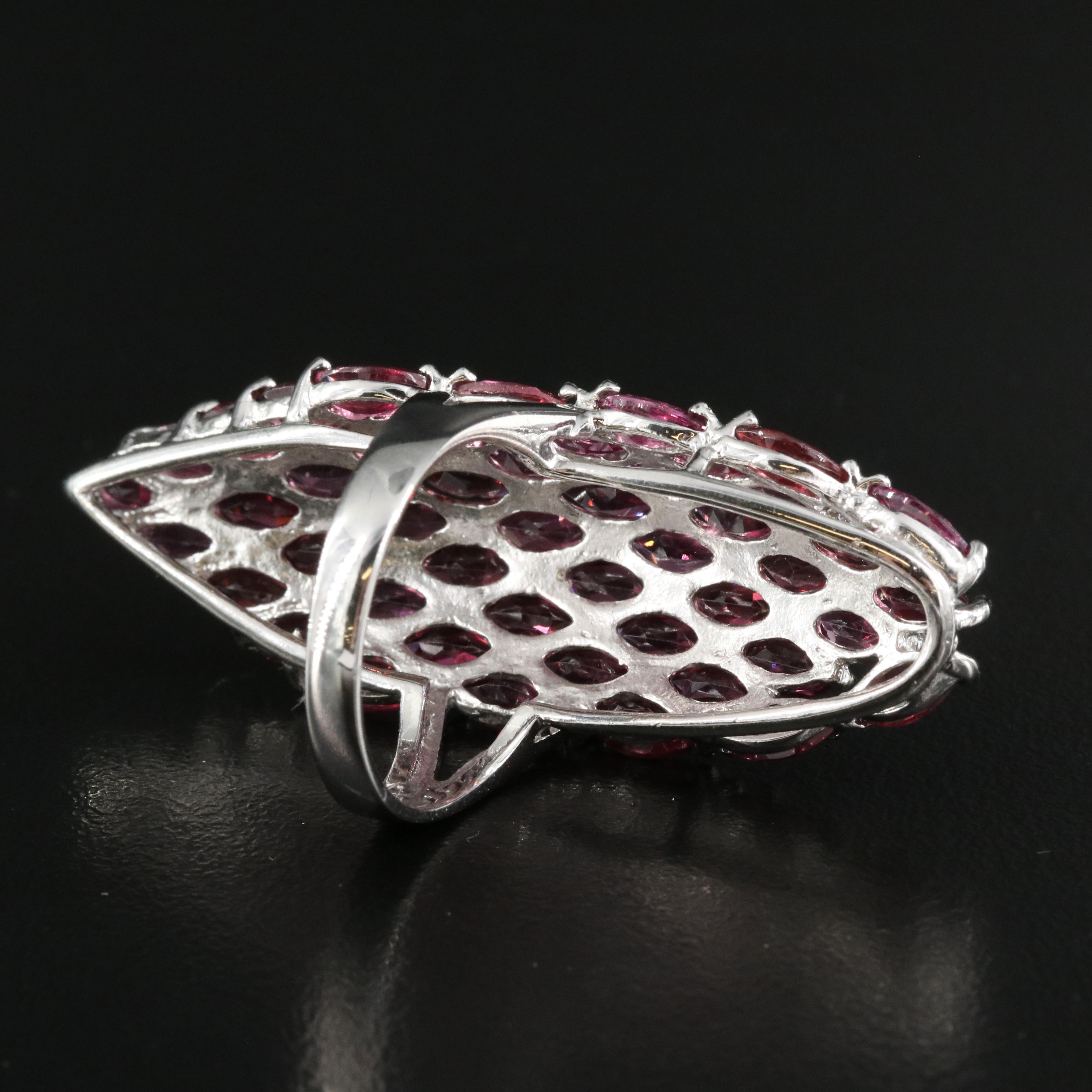 Sterling Rhodolite Garnet Cluster Ring