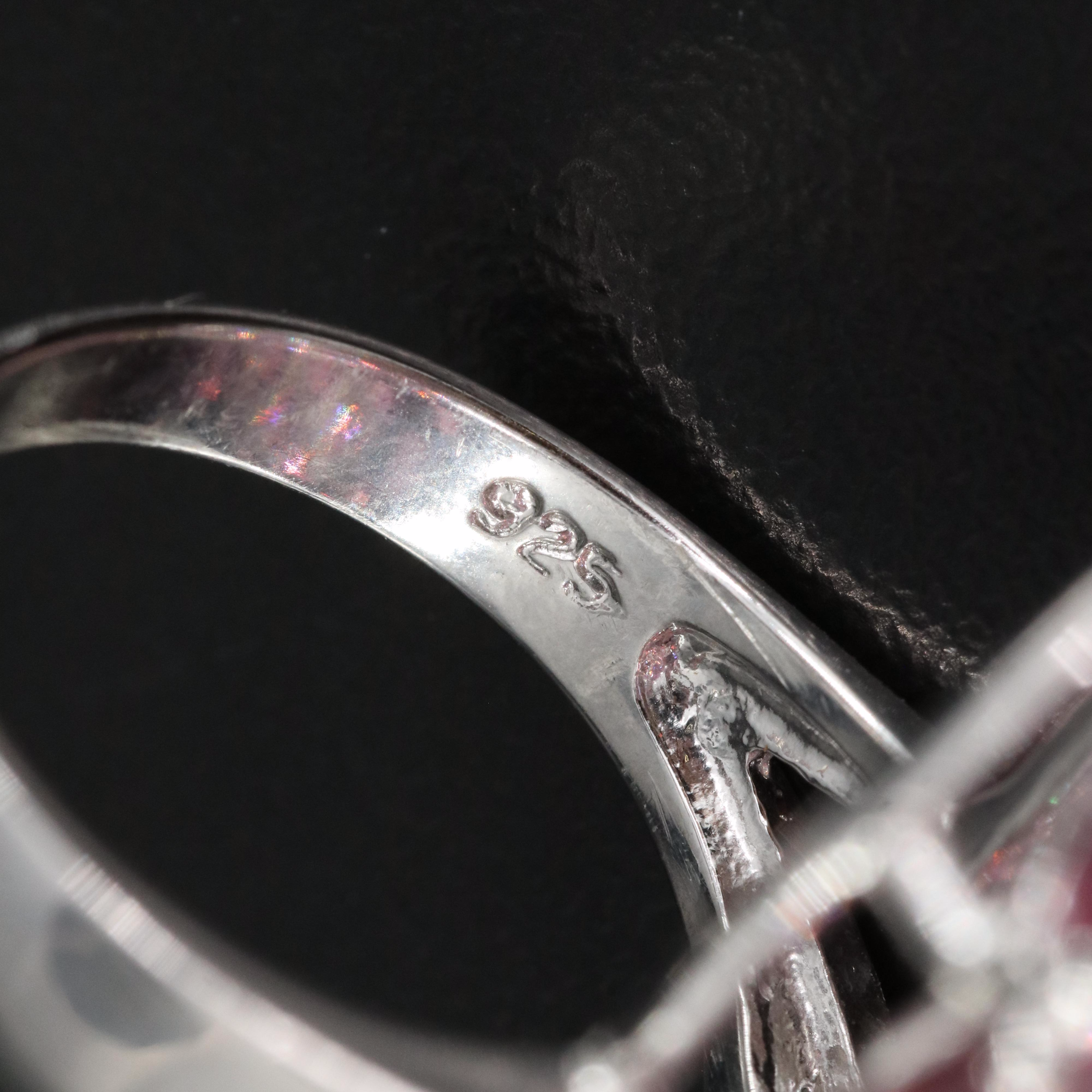 Sterling Rhodolite Garnet Cluster Ring