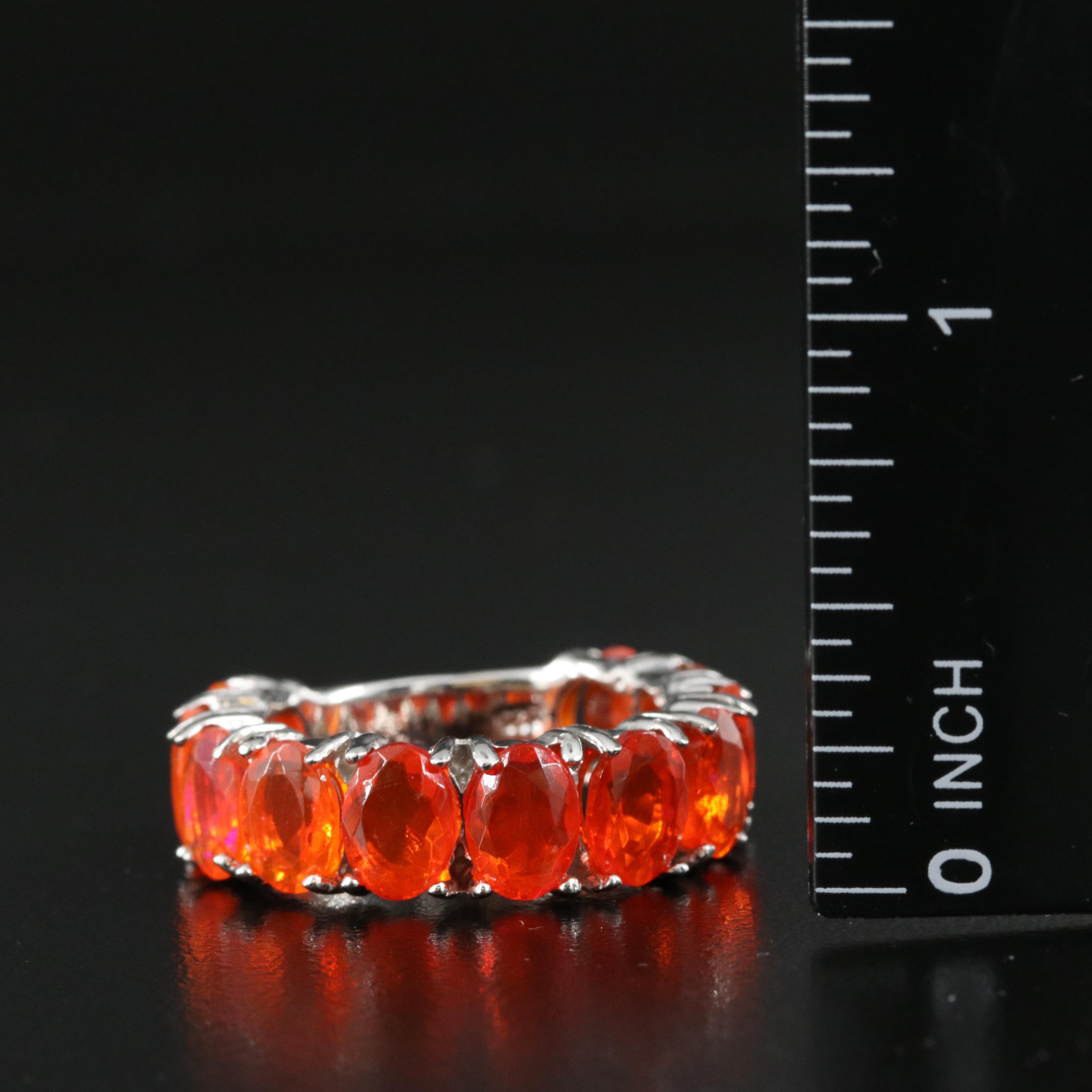 Sterling Fire Opal Ring