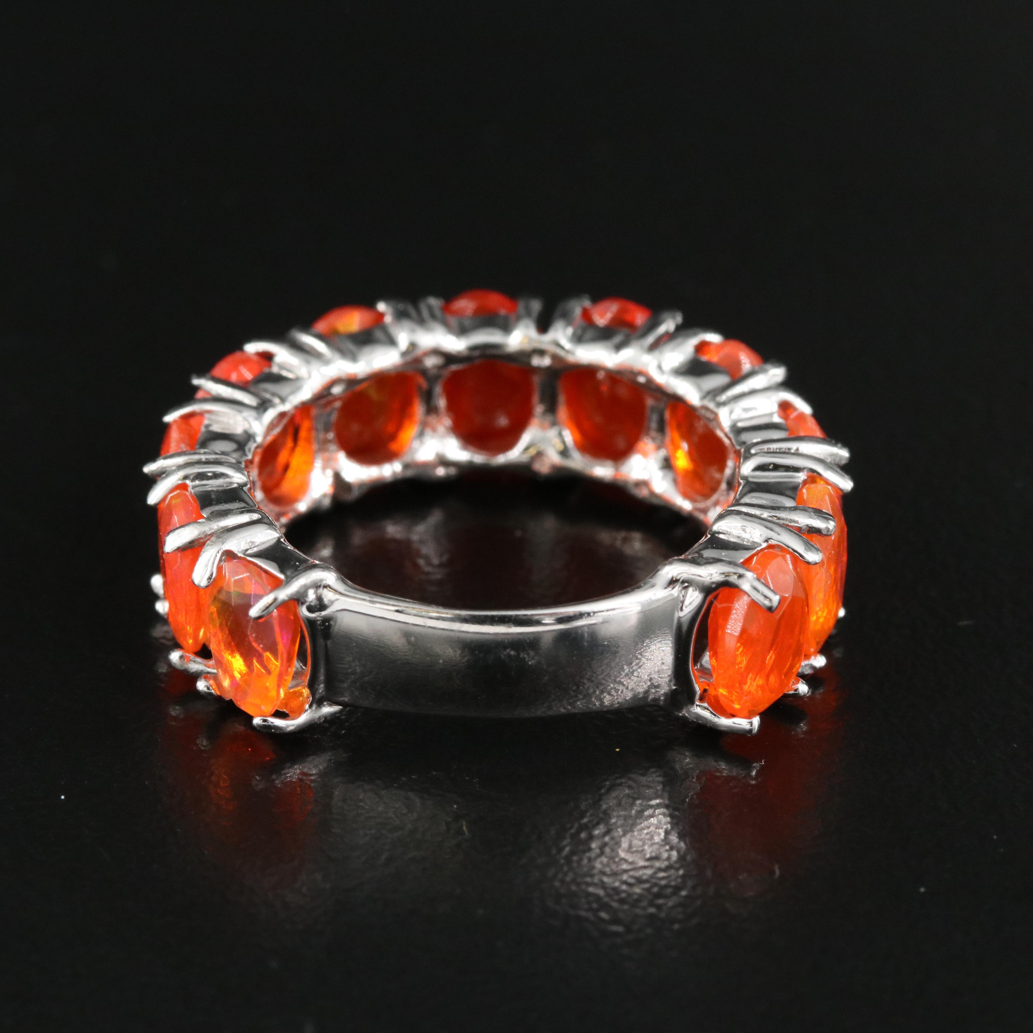 Sterling Fire Opal Ring