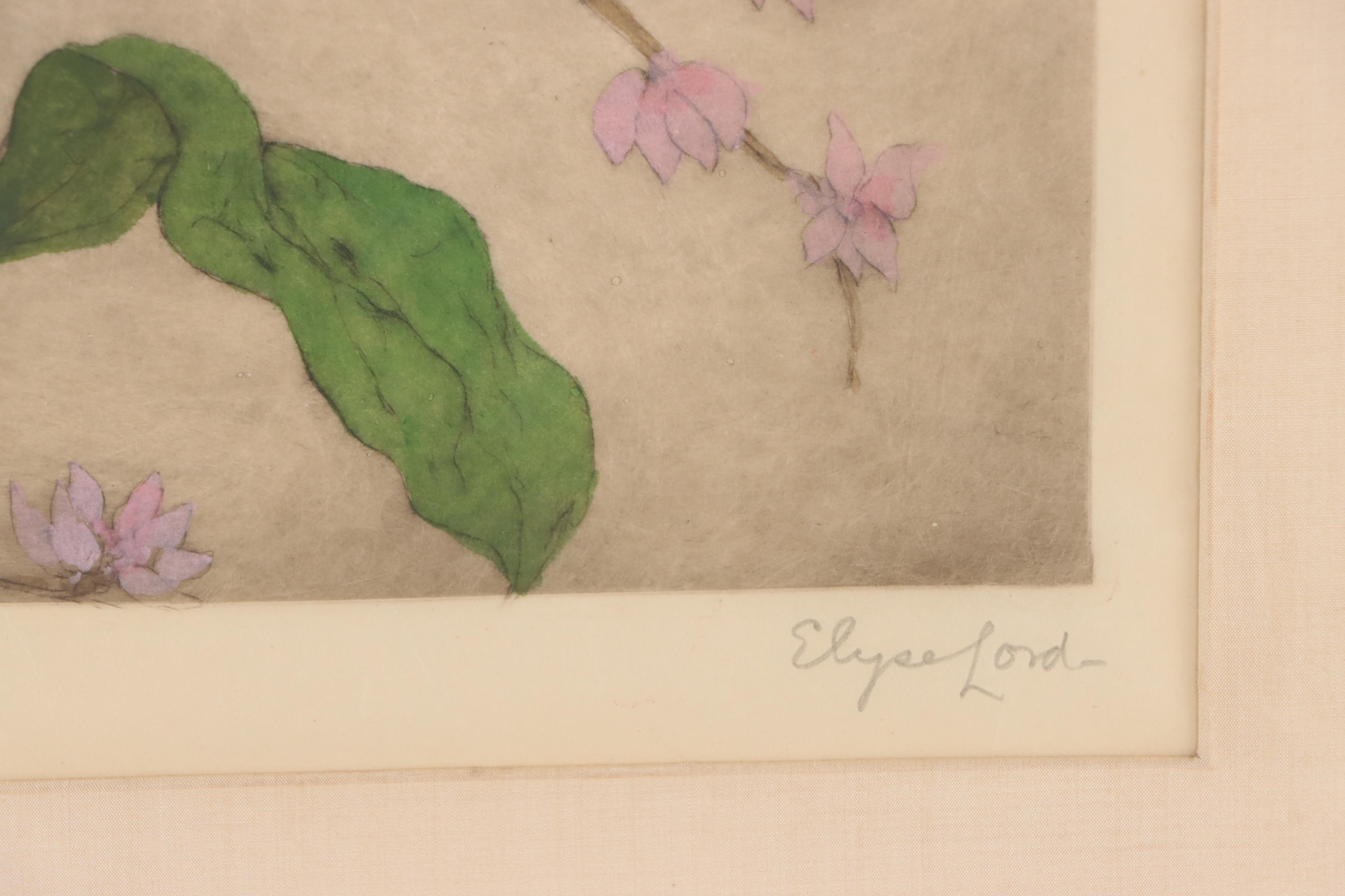 Elyse Lord Hand-Colored Etching with Drypoint of Bird