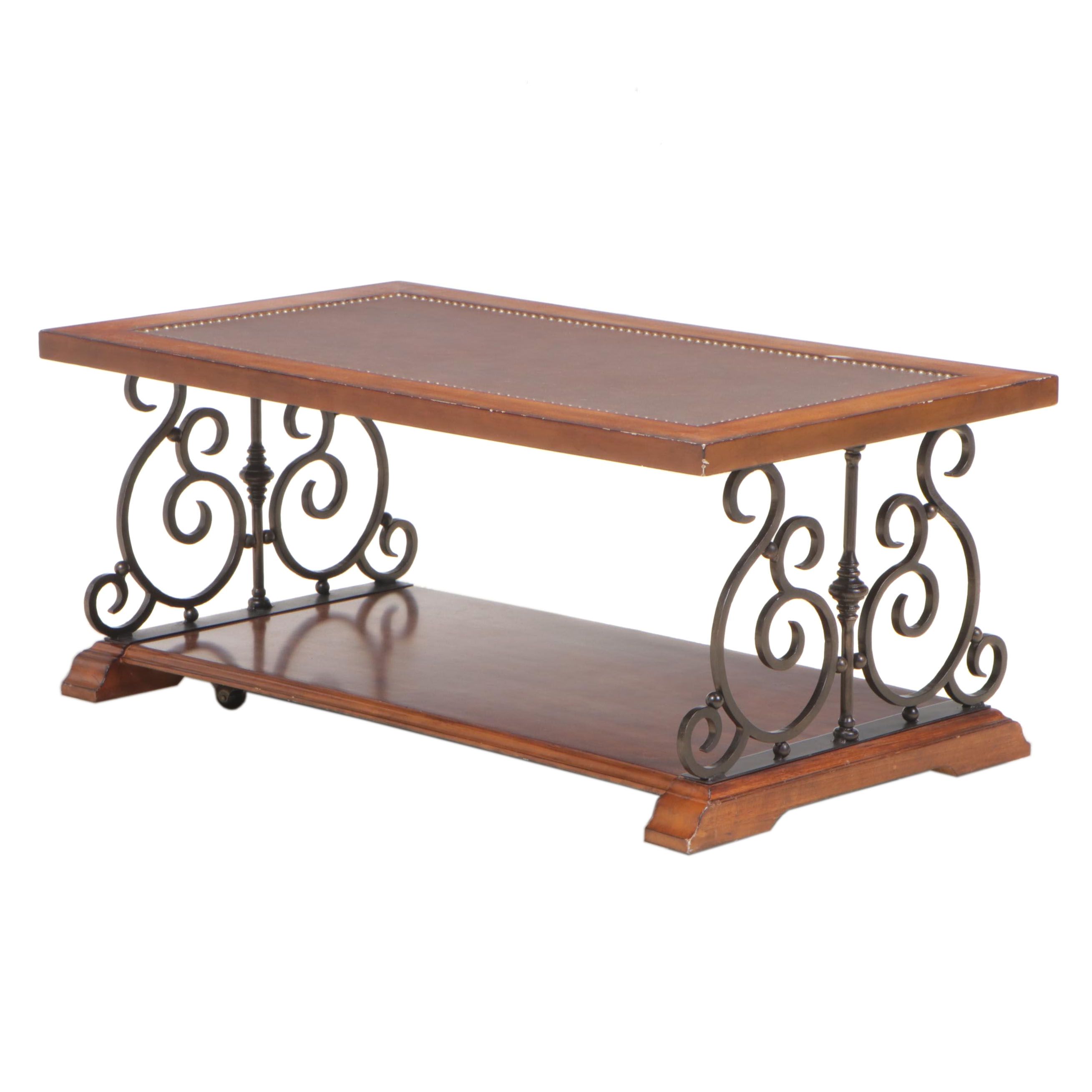Lane Iron-Mounted Hardwood Two-Tier Coffee Table