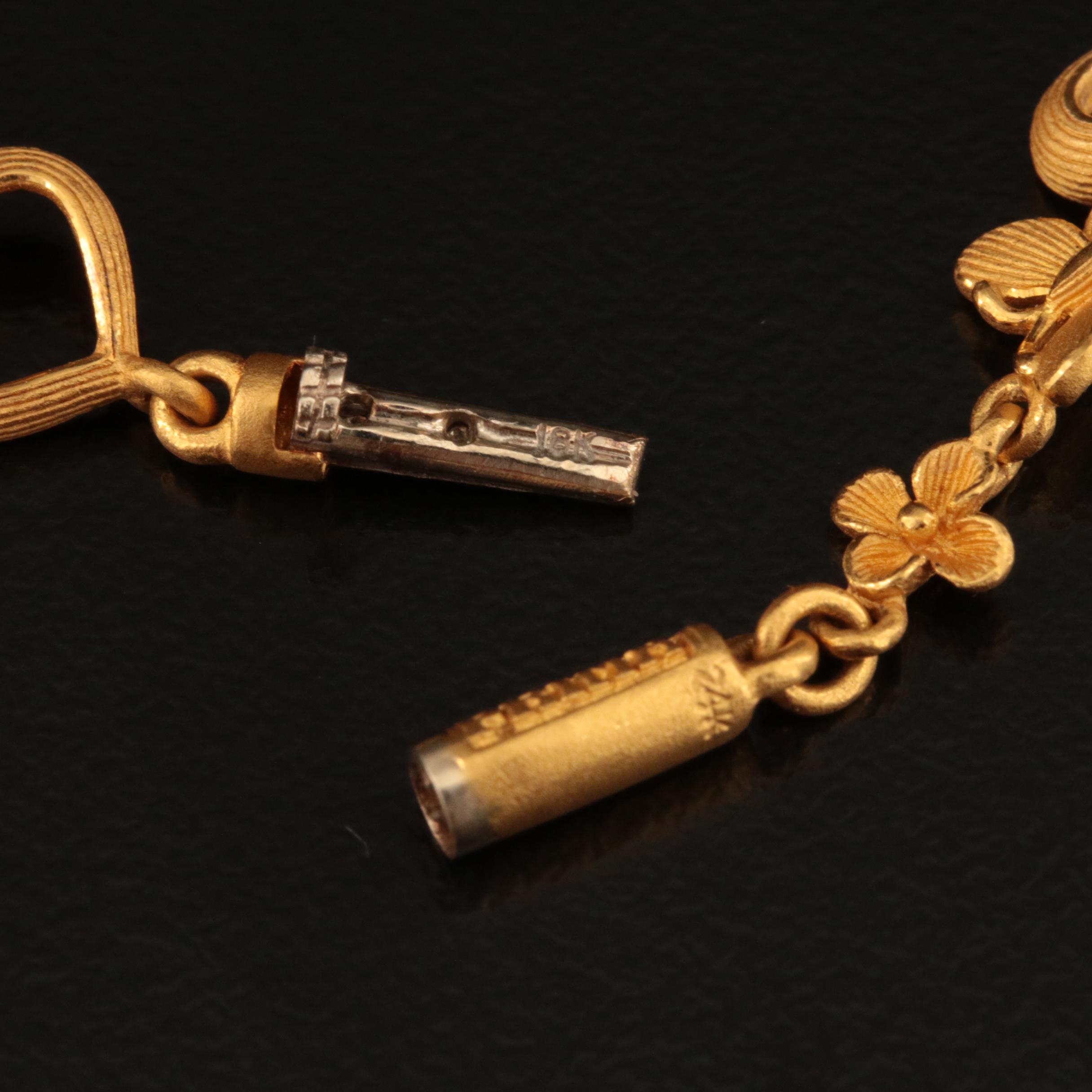 Prima Gold 24K Heart and Floral Link Bracelet