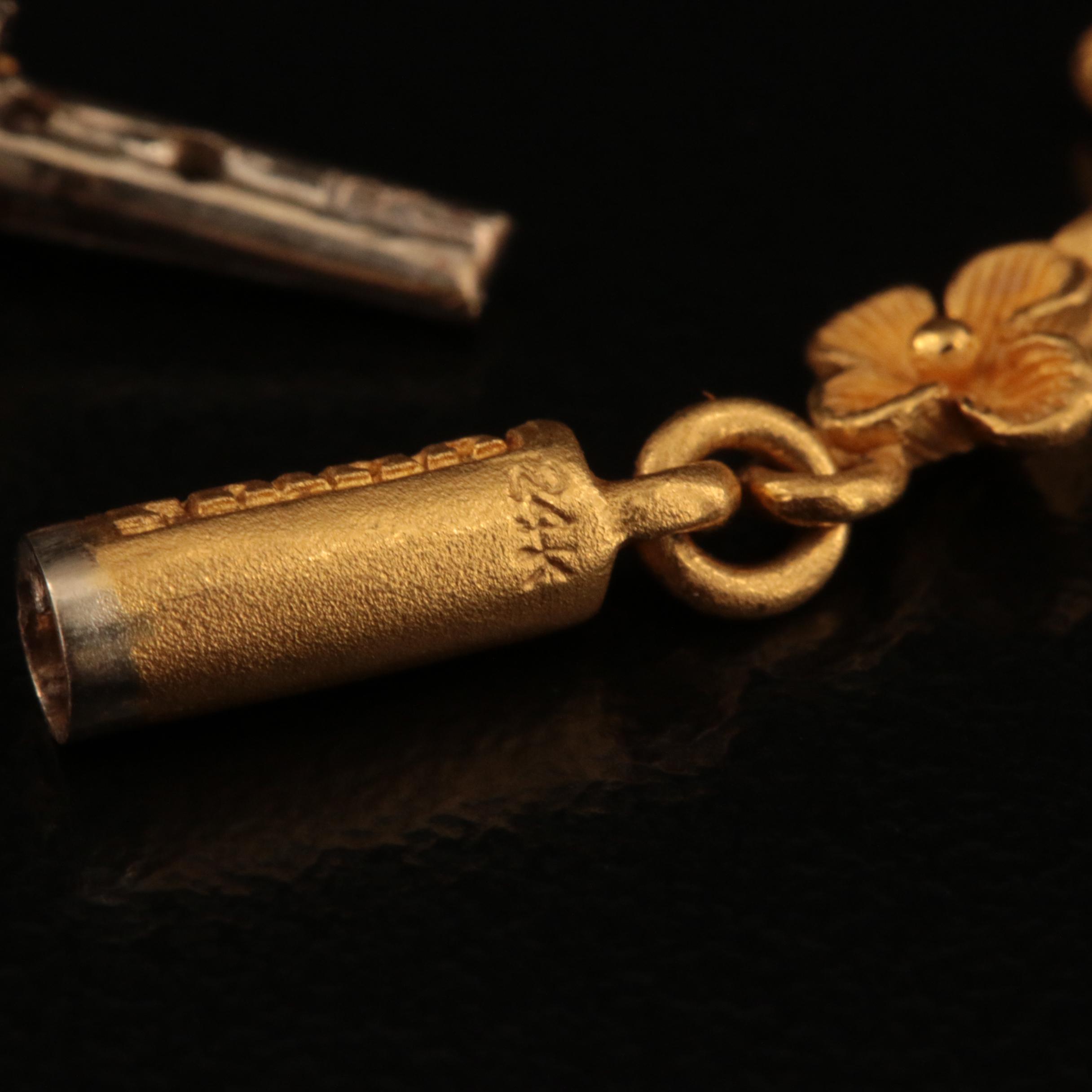 Prima Gold 24K Heart and Floral Link Bracelet