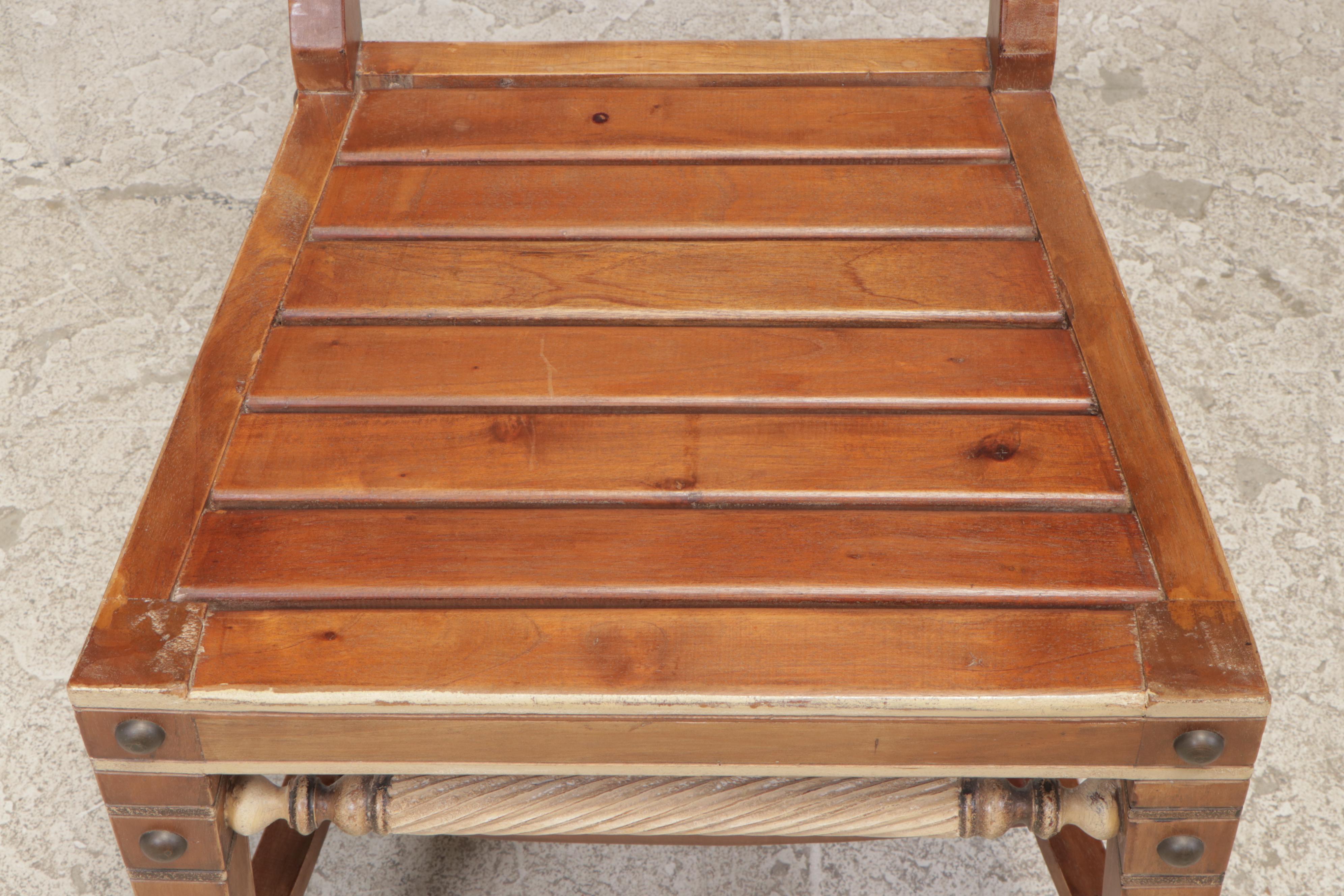 Hardwood and Paint-Decorated Writing Table and Side Chair