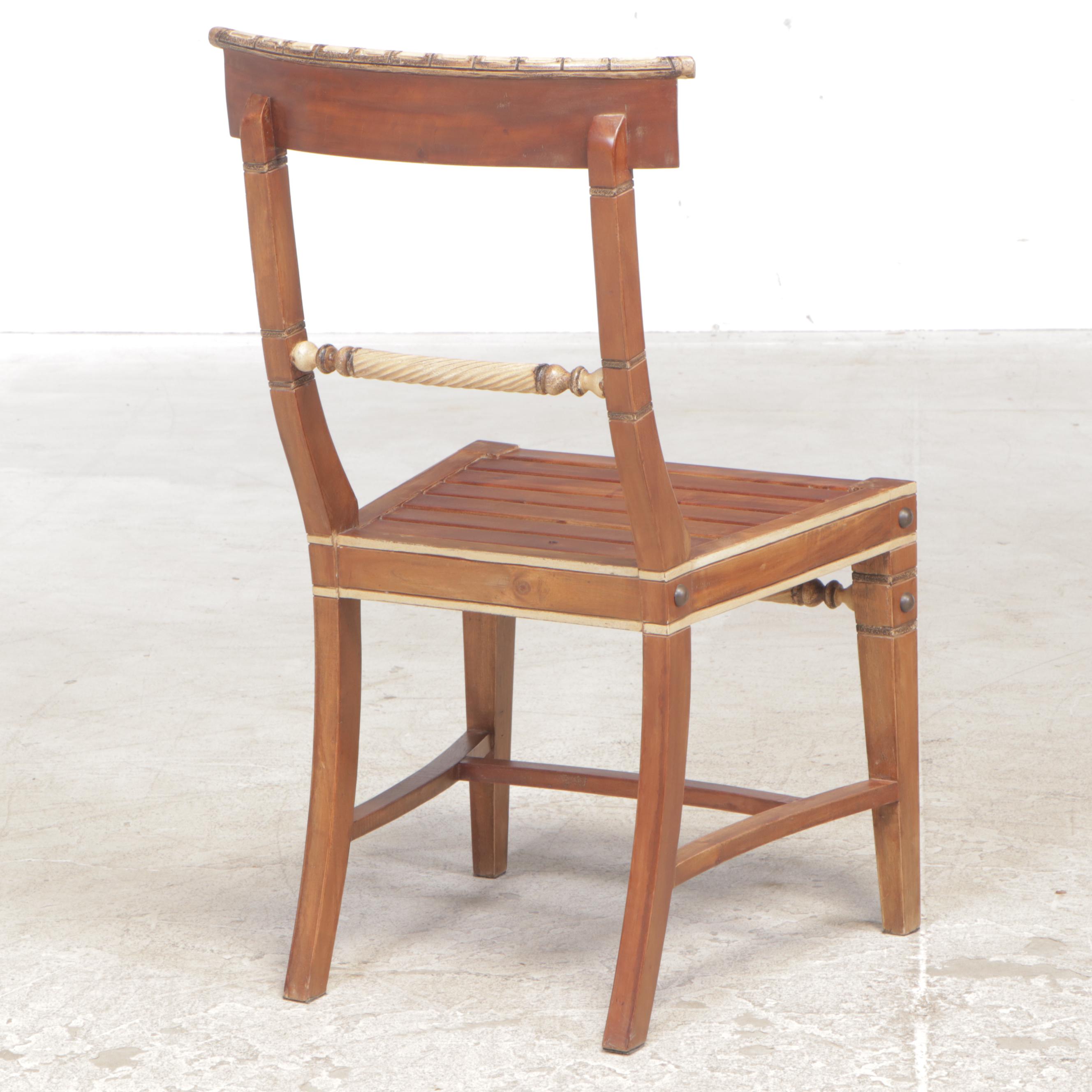 Hardwood and Paint-Decorated Writing Table and Side Chair