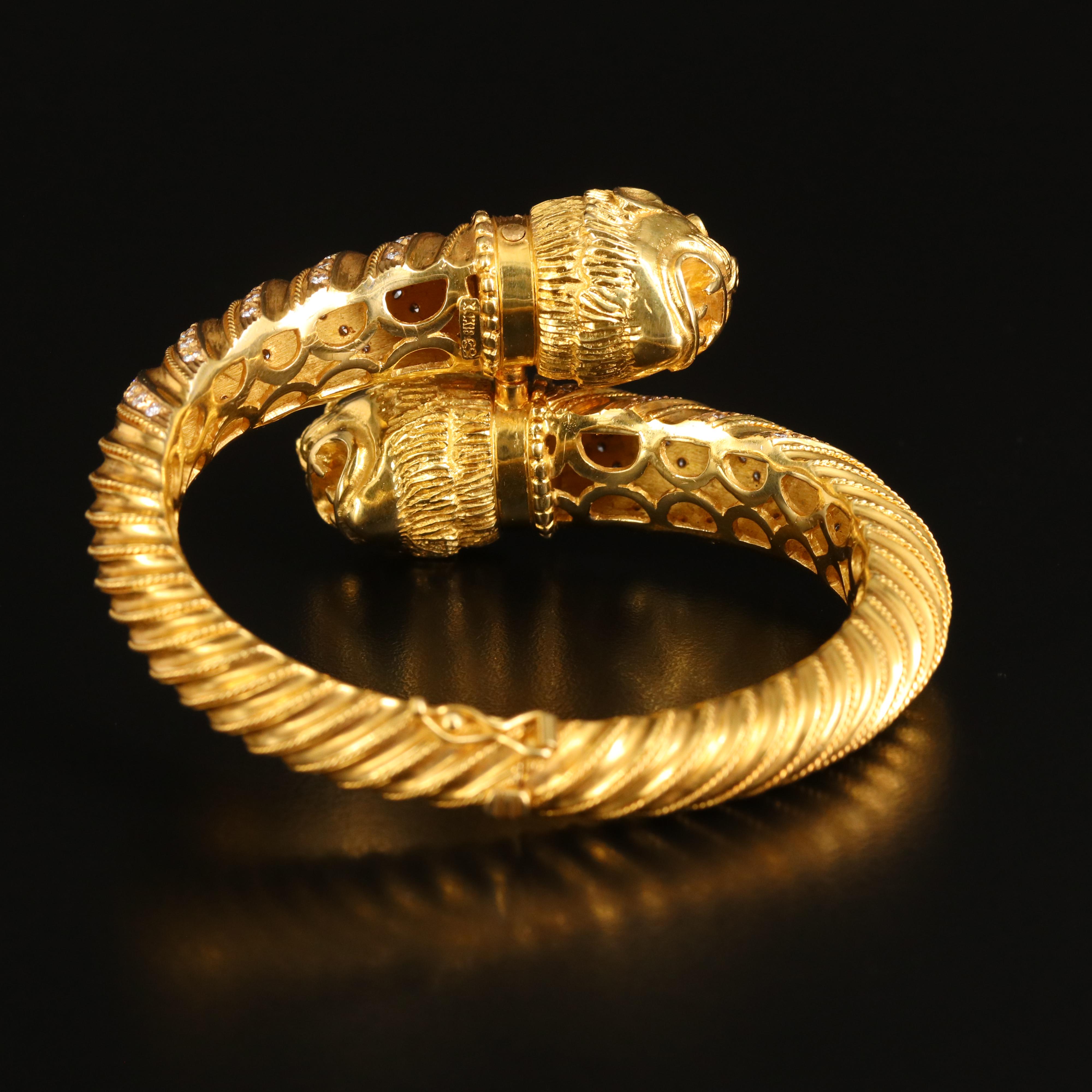 18K 1.95 CTW Diamond and Ruby Lion Head Bracelet