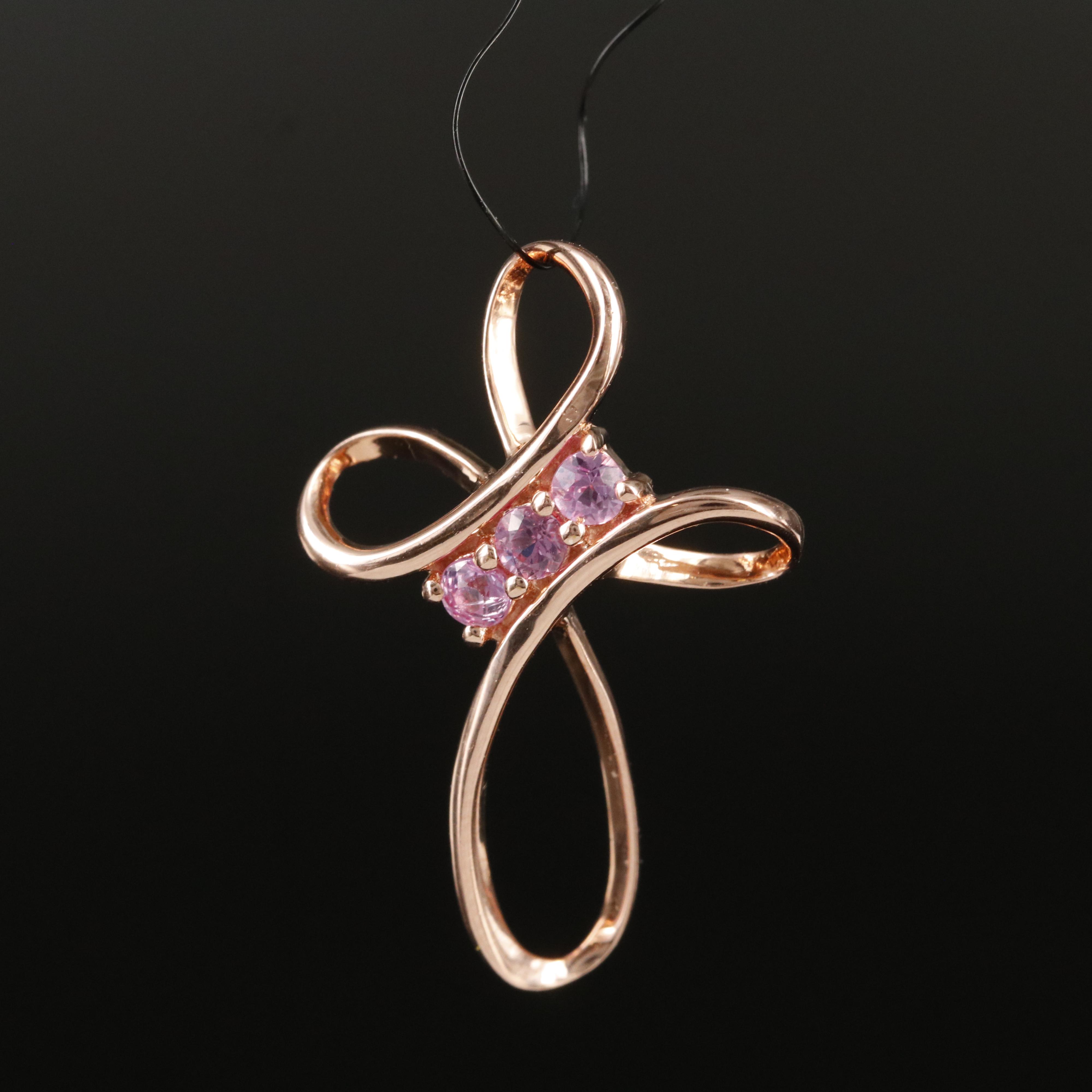 Sterling Sapphire Cross Slide Pendant