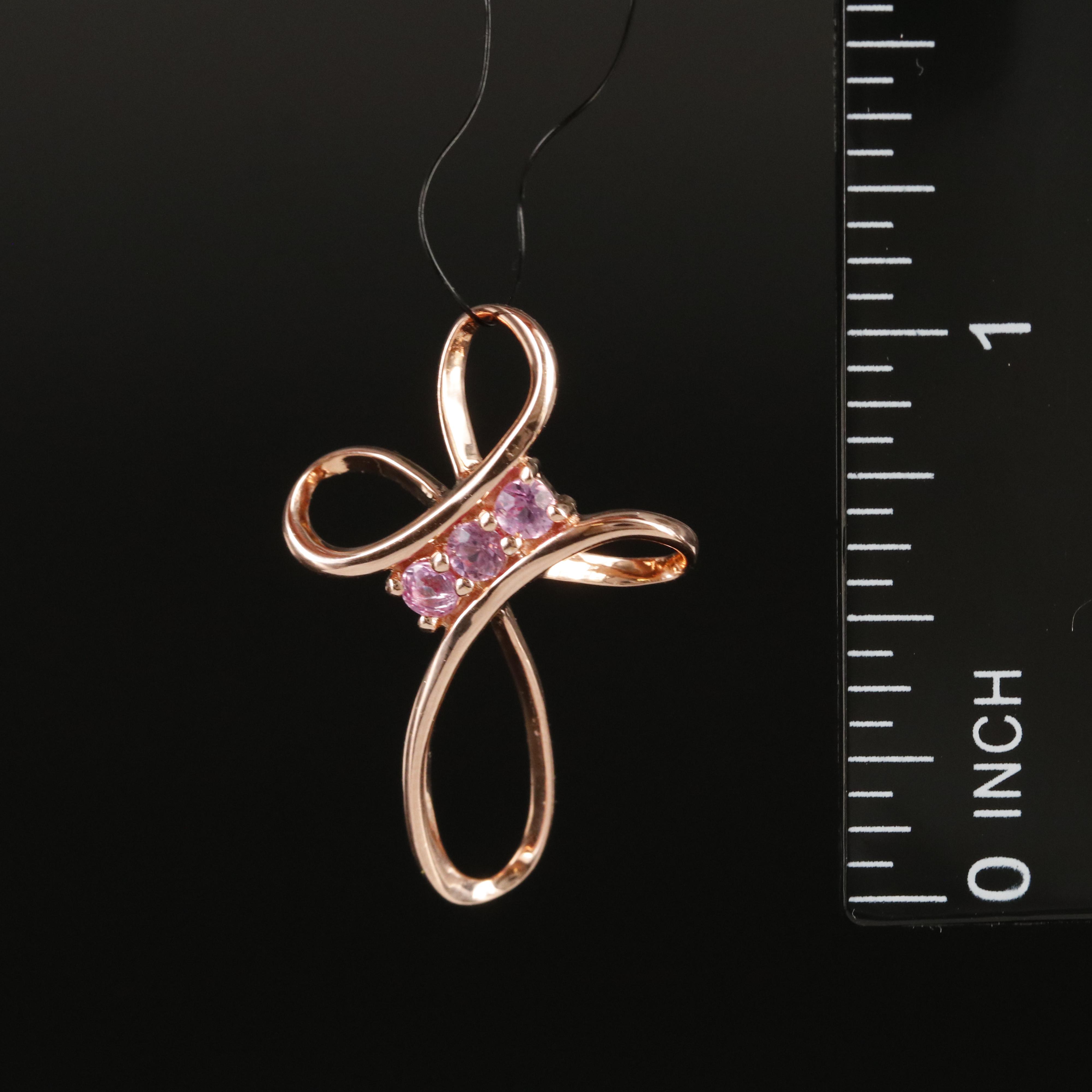 Sterling Sapphire Cross Slide Pendant