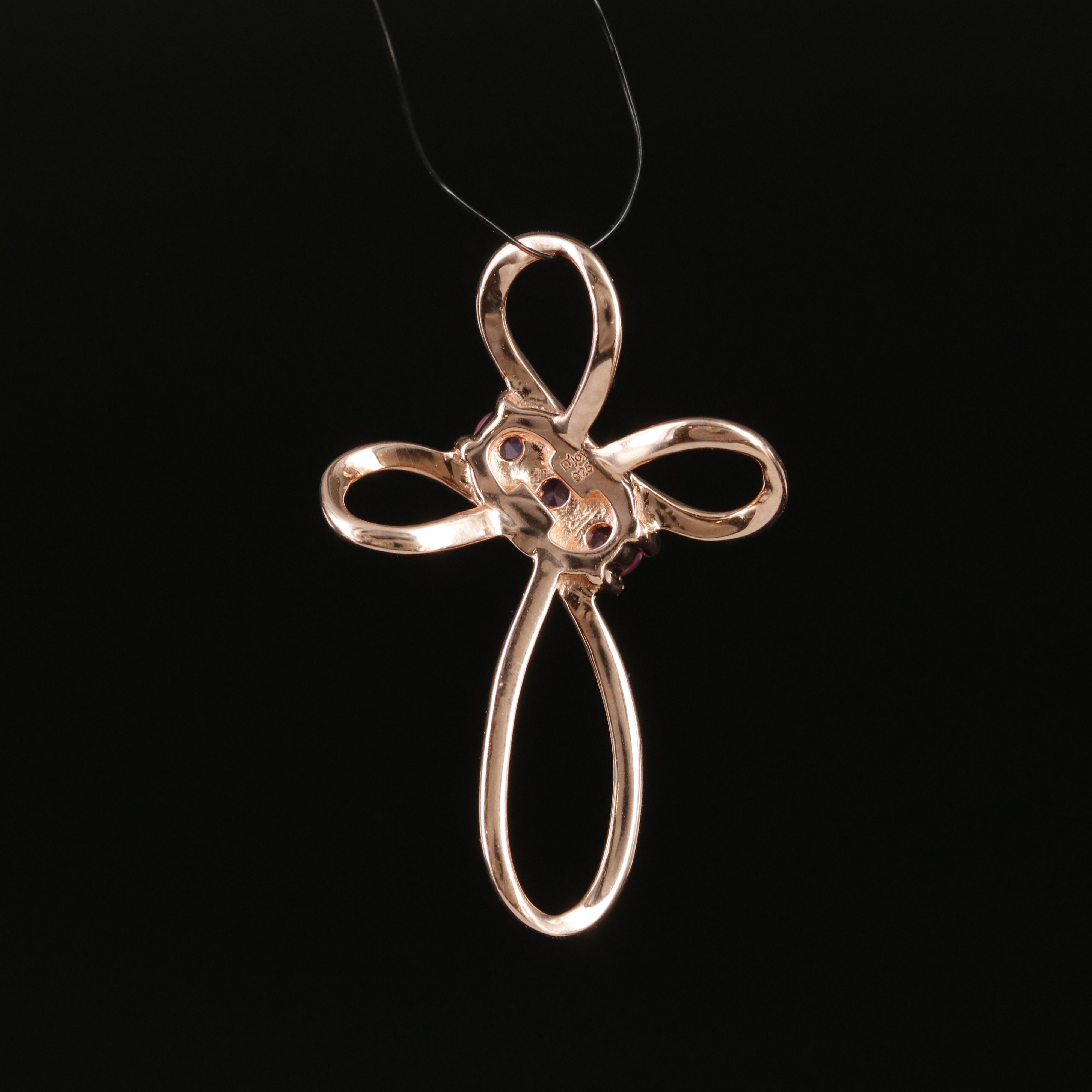 Sterling Sapphire Cross Slide Pendant