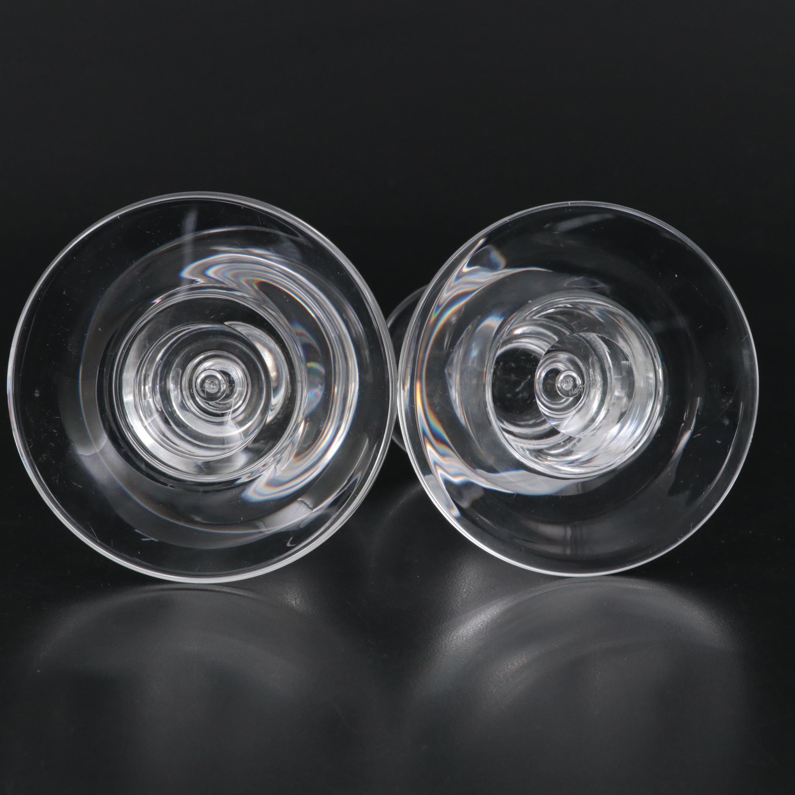 Steuben Art Glass "Teardrop" Candlesticks, 1958-2011