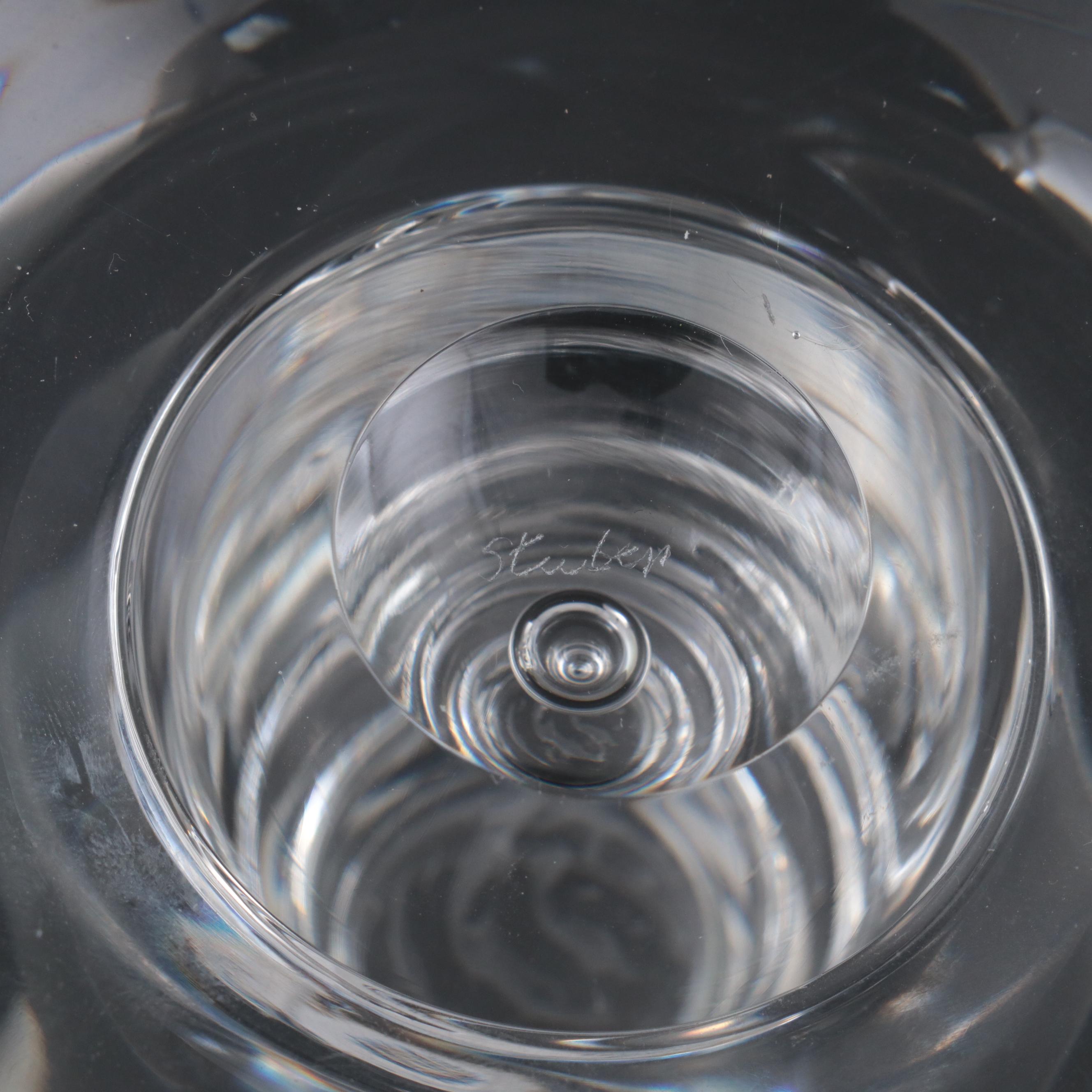 Steuben Art Glass "Teardrop" Candlesticks, 1958-2011