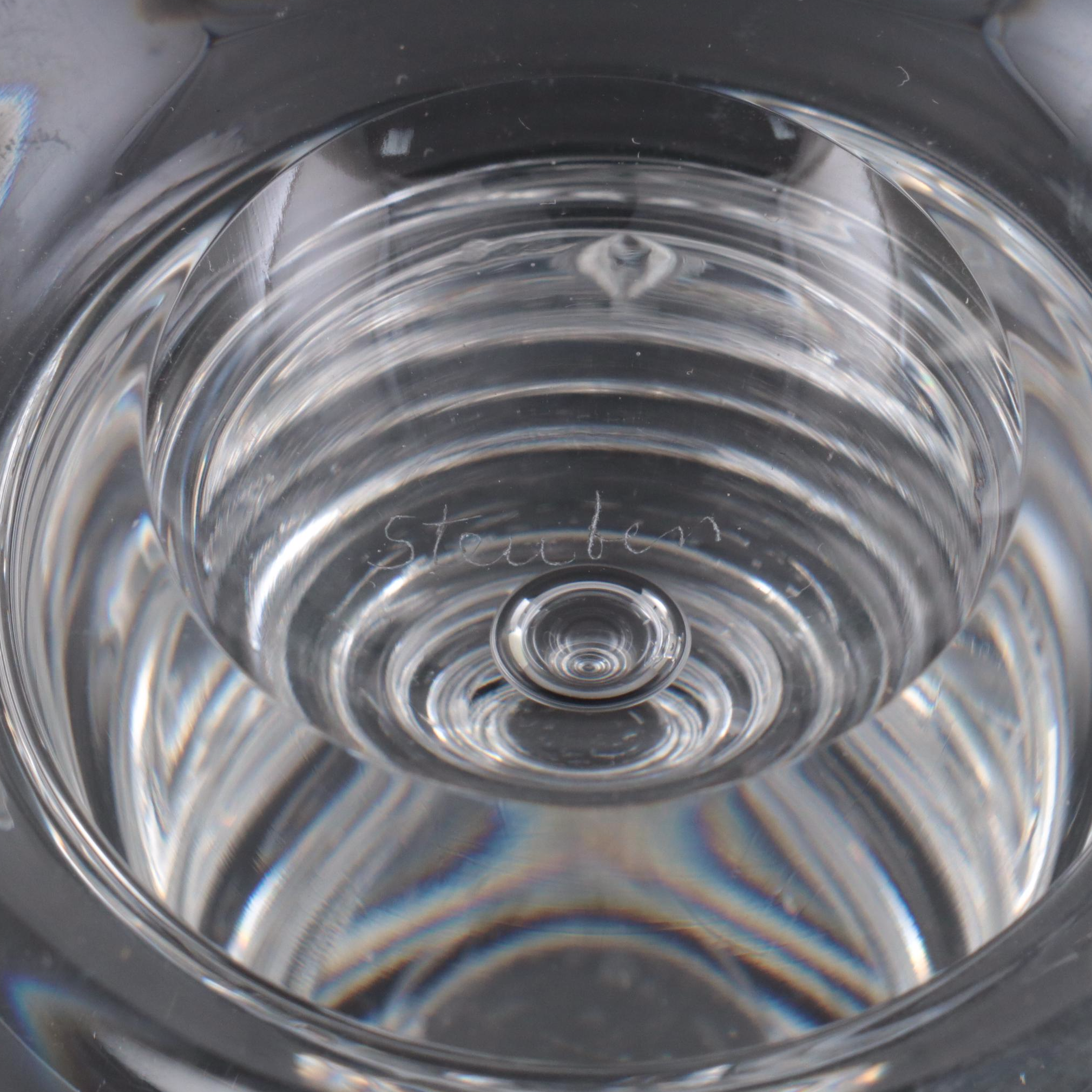 Steuben Art Glass "Teardrop" Candlesticks, 1958-2011