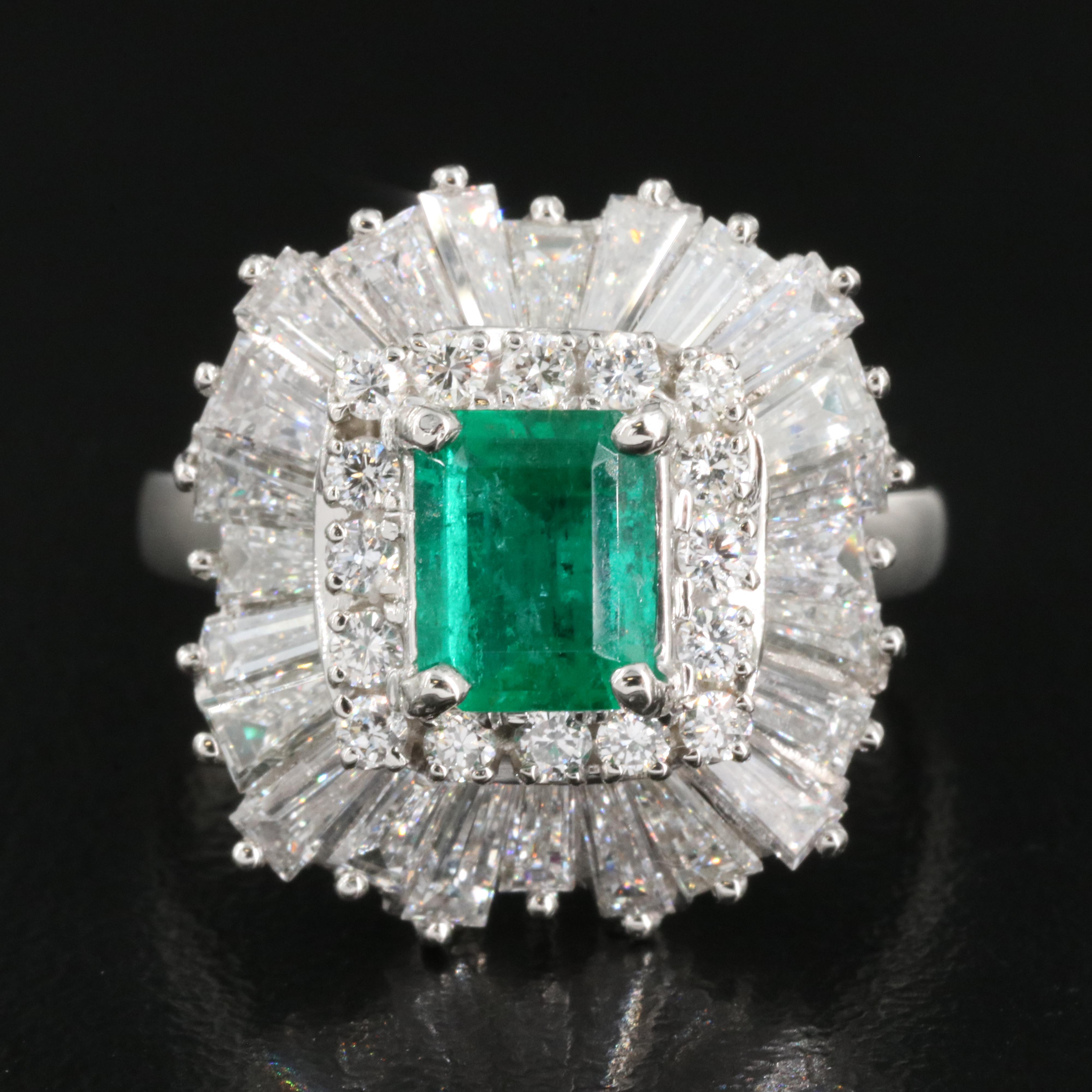 Ring-Dant Platinum 1.01 CT Emerald and 2.45 CTW Diamond Convertible Ring