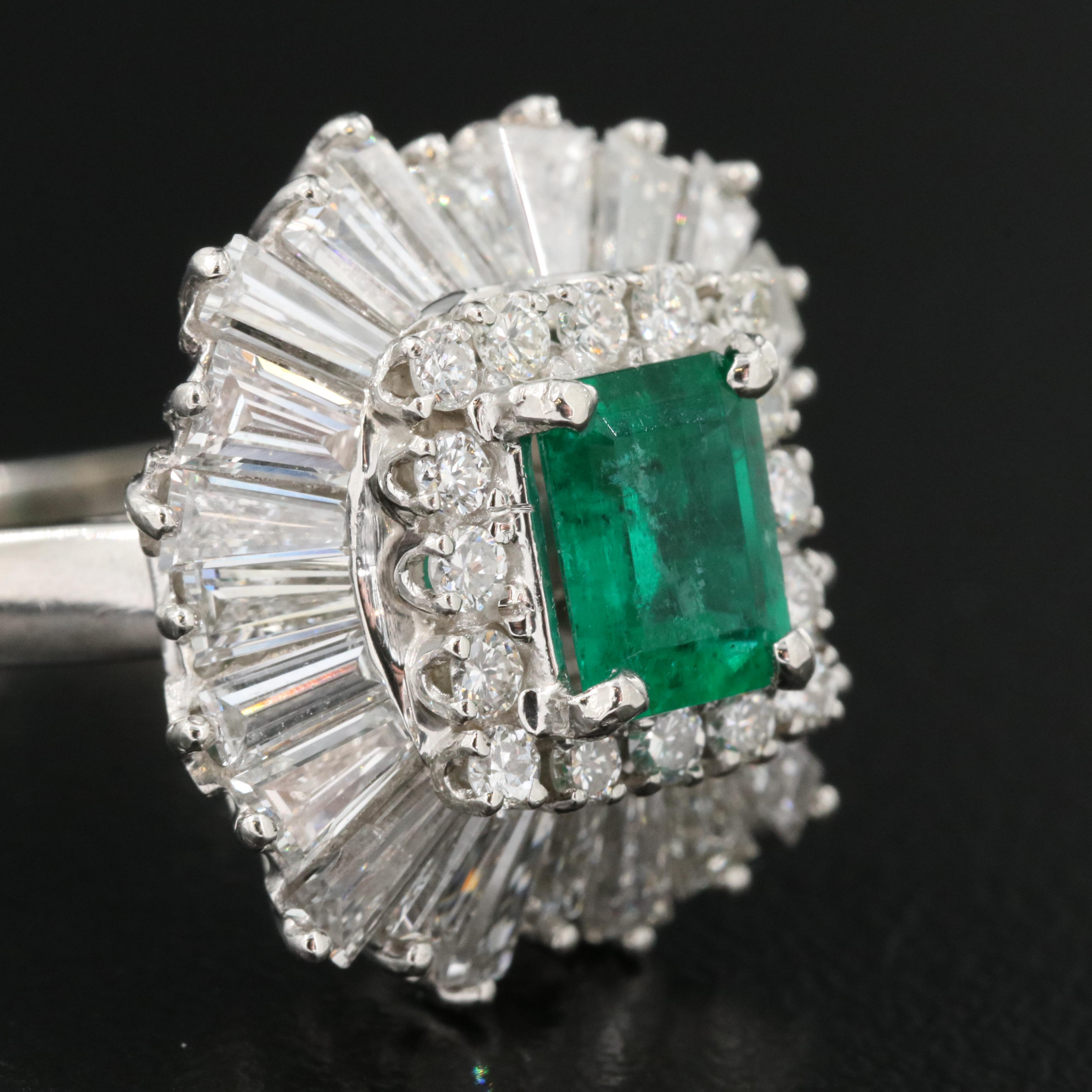 Ring-Dant Platinum 1.01 CT Emerald and 2.45 CTW Diamond Convertible Ring